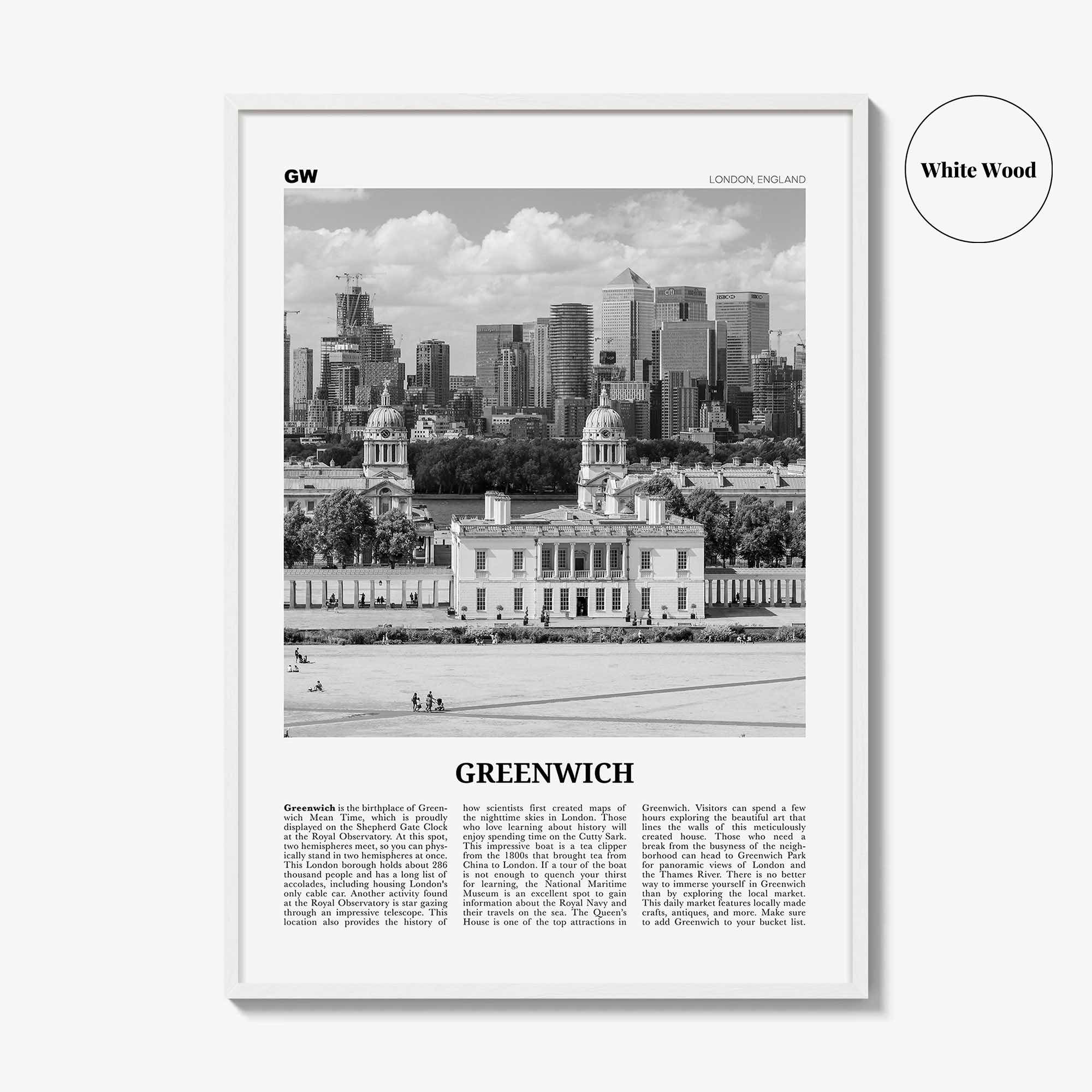 Greenwich Print Black and White London, Greenwich Wall Art, Greenwich Poster, Greenwich Photo, Greenwich Wall Décor, Greenwich Map, England