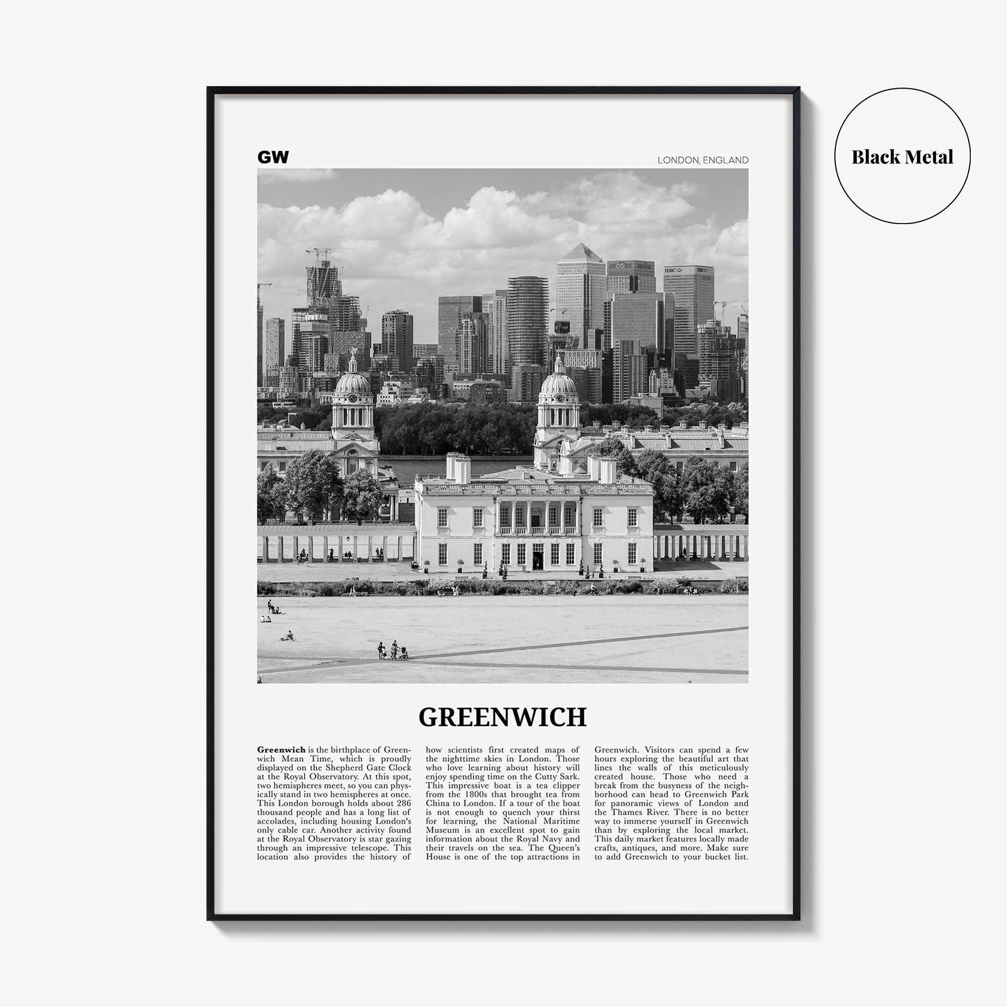 Greenwich Print Black and White London, Greenwich Wall Art, Greenwich Poster, Greenwich Photo, Greenwich Wall Décor, Greenwich Map, England