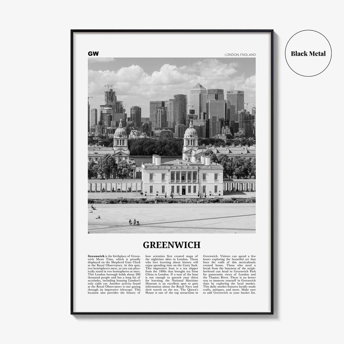 Greenwich Print Black and White London, Greenwich Wall Art, Greenwich Poster, Greenwich Photo, Greenwich Wall Décor, Greenwich Map, England