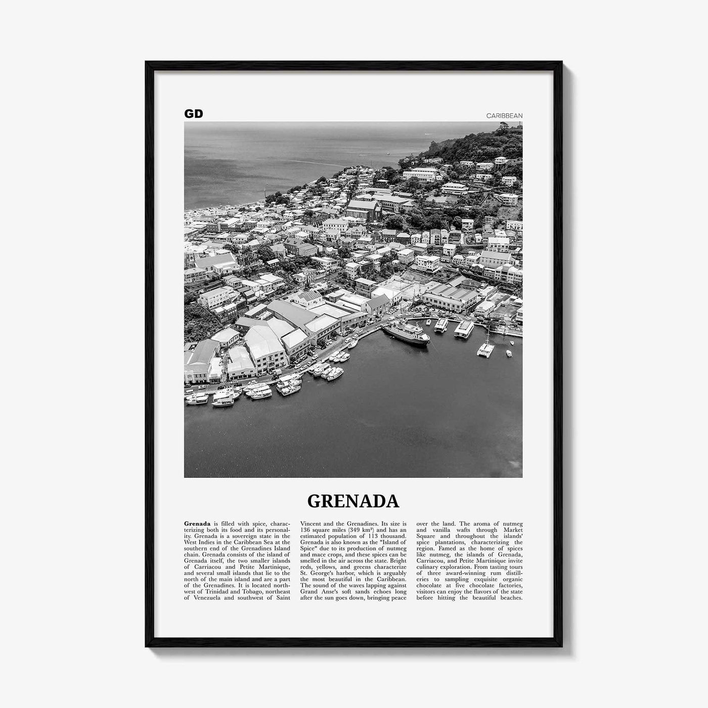 Grenada Print Black and White, Grenada Wall Art, Grenada Poster, Grenada Photo, Grenada Decor, Gwenad, West Indies, Saint Vincent, Caribbean
