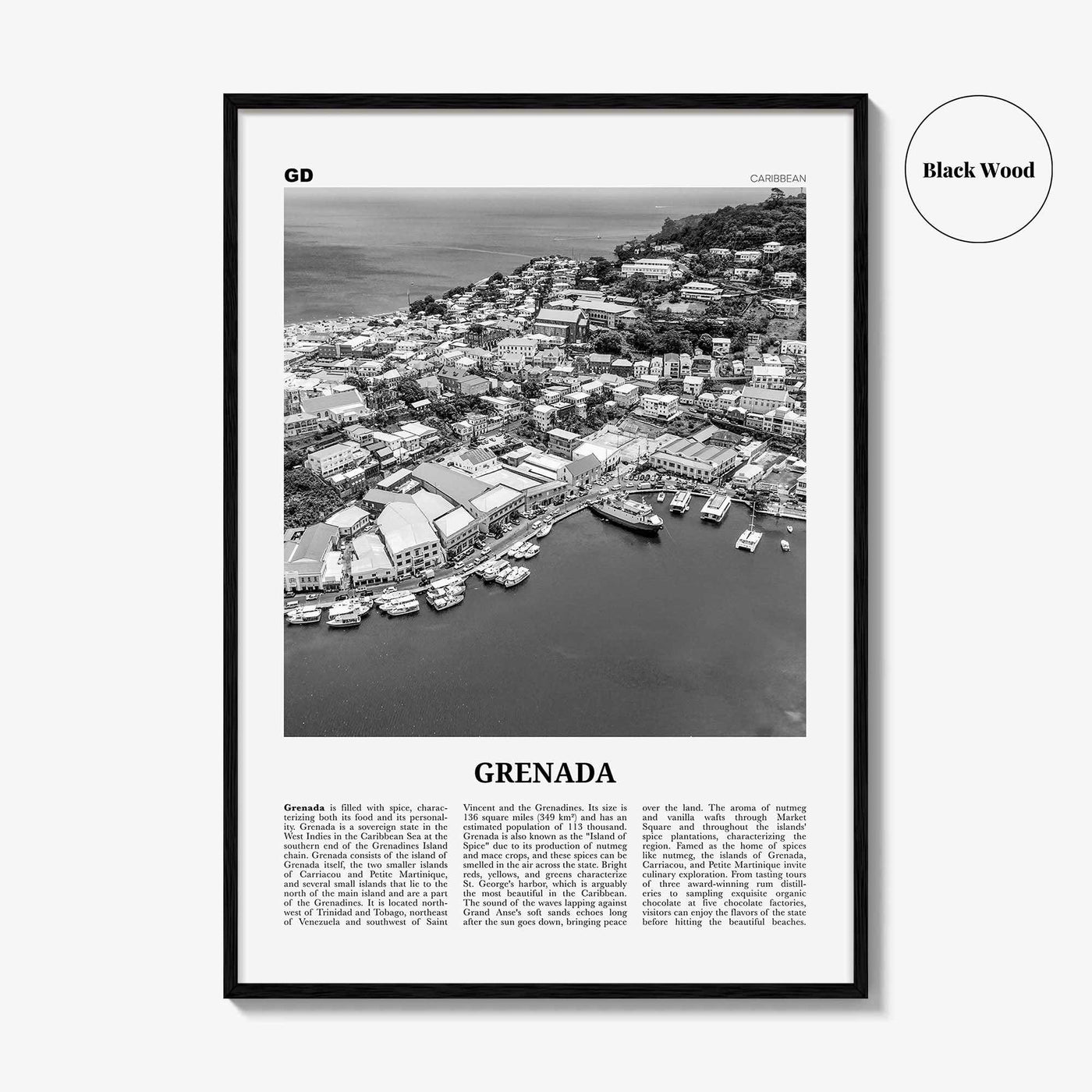 Grenada Print Black and White, Grenada Wall Art, Grenada Poster, Grenada Photo, Grenada Decor, Gwenad, West Indies, Saint Vincent, Caribbean