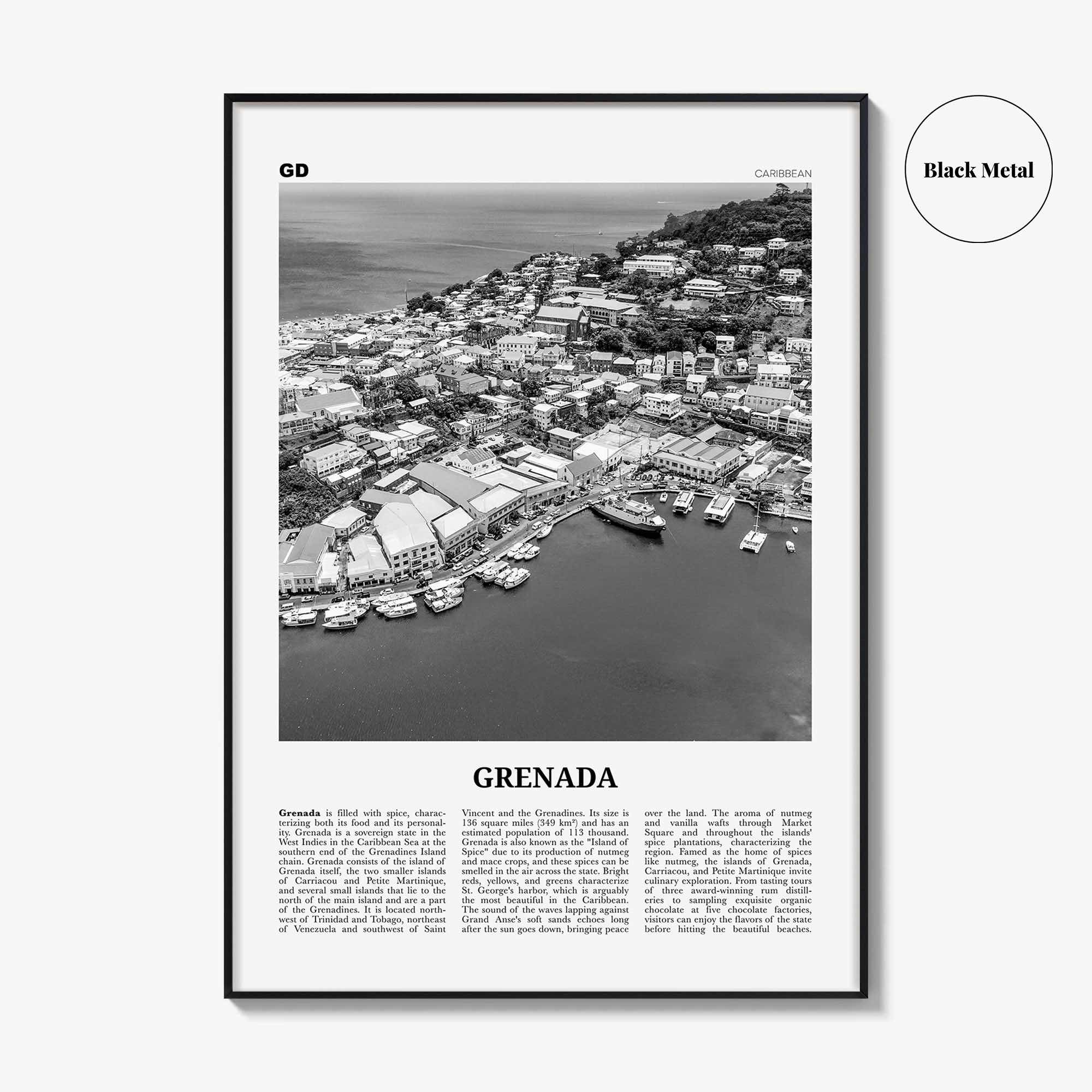 Grenada Print Black and White, Grenada Wall Art, Grenada Poster, Grenada Photo, Grenada Decor, Gwenad, West Indies, Saint Vincent, Caribbean
