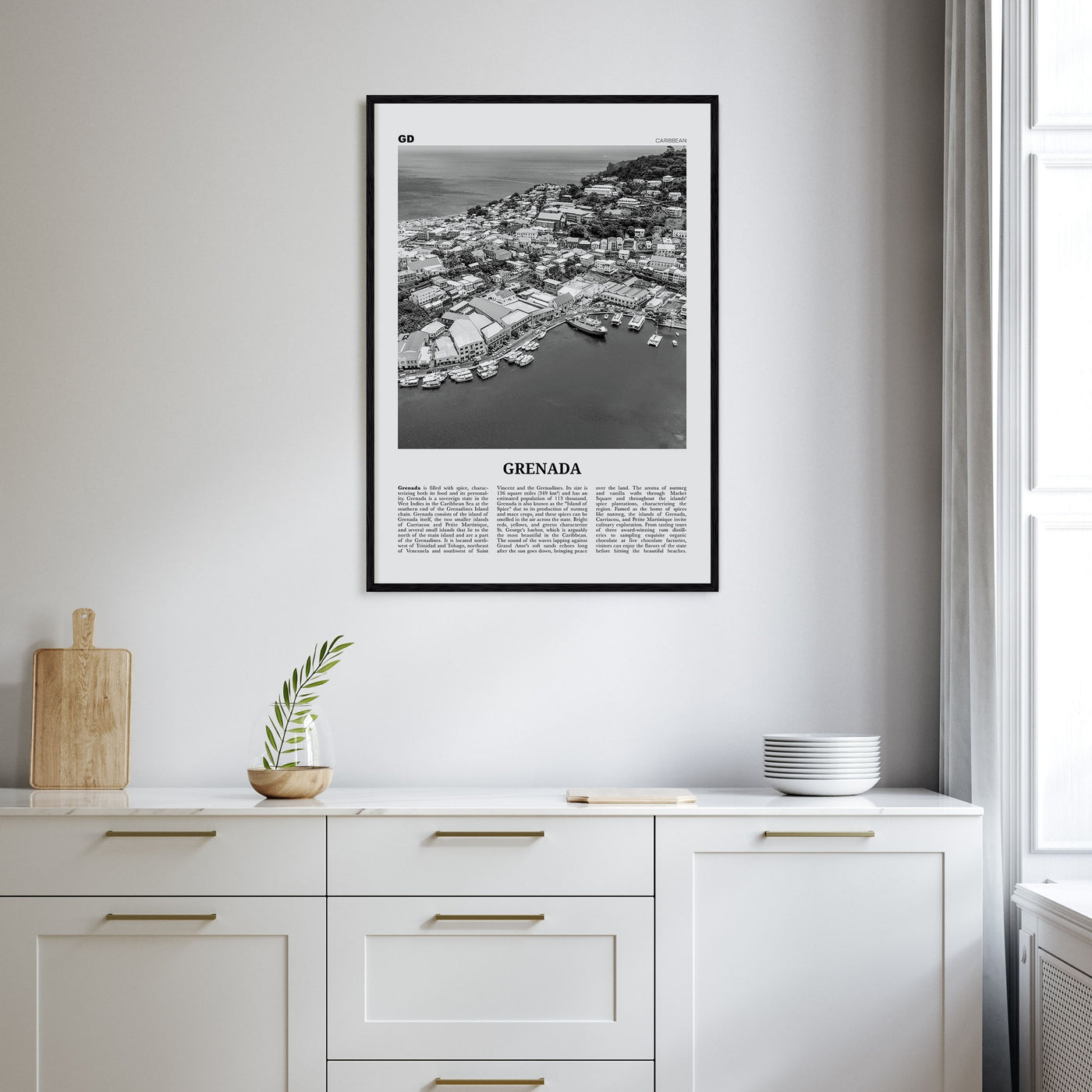 Grenada Travel B&W Poster