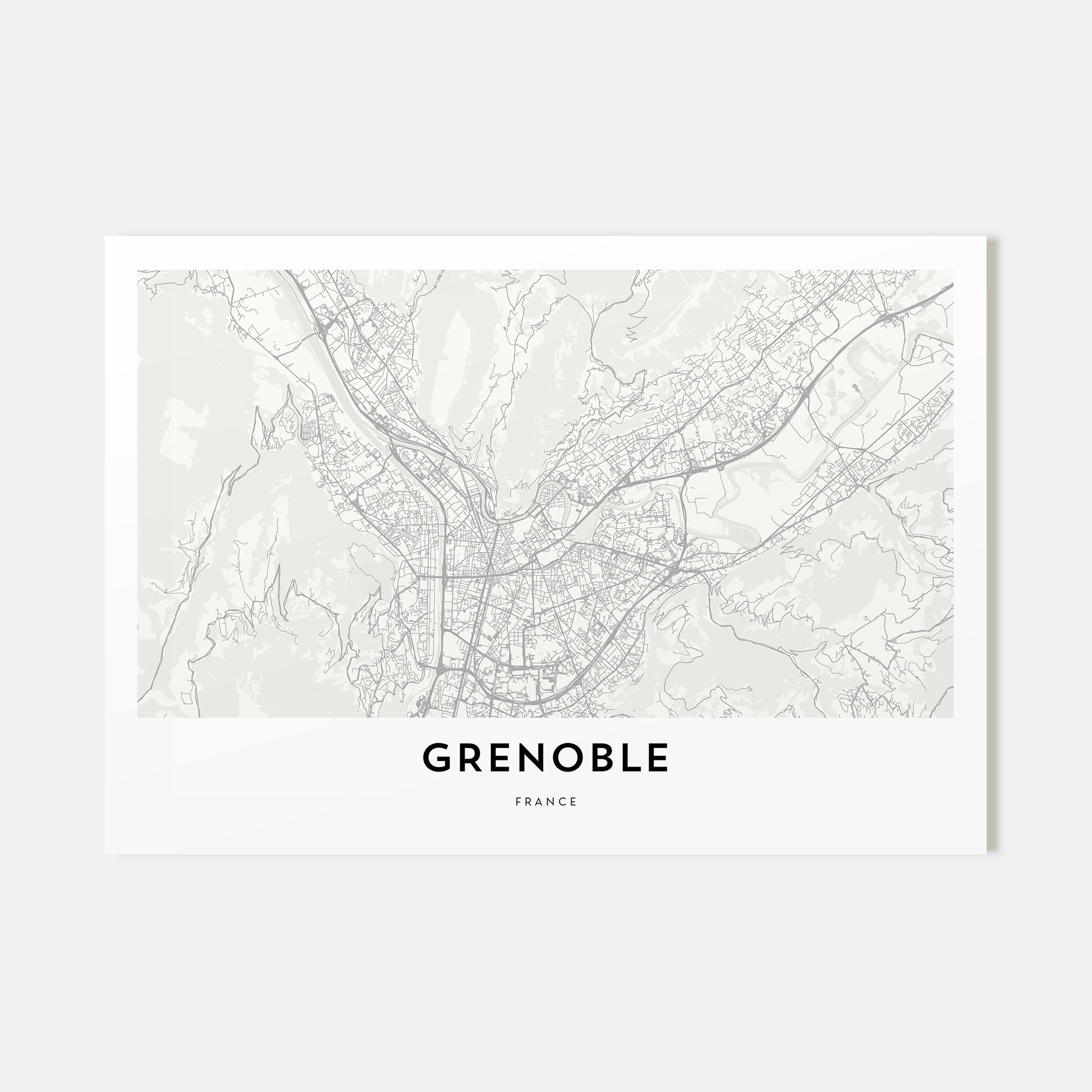 Grenoble Map Landscape Poster