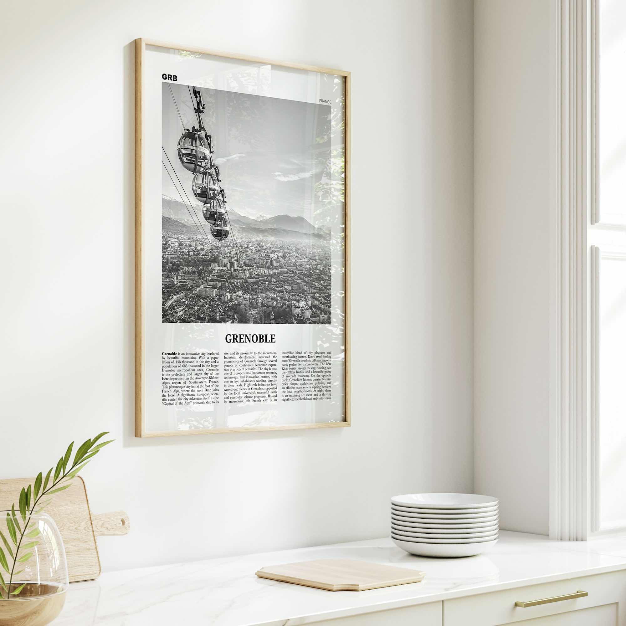 Grenoble Print Black and White, Grenoble Wall Art, Grenoble Poster, Grenoble Photo, Grenoble Decor, France, Grenoblo, Rhône-Alpes, Europe