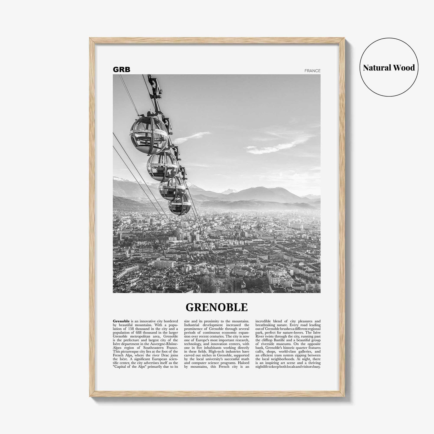 Grenoble Print Black and White, Grenoble Wall Art, Grenoble Poster, Grenoble Photo, Grenoble Decor, France, Grenoblo, Rhône-Alpes, Europe