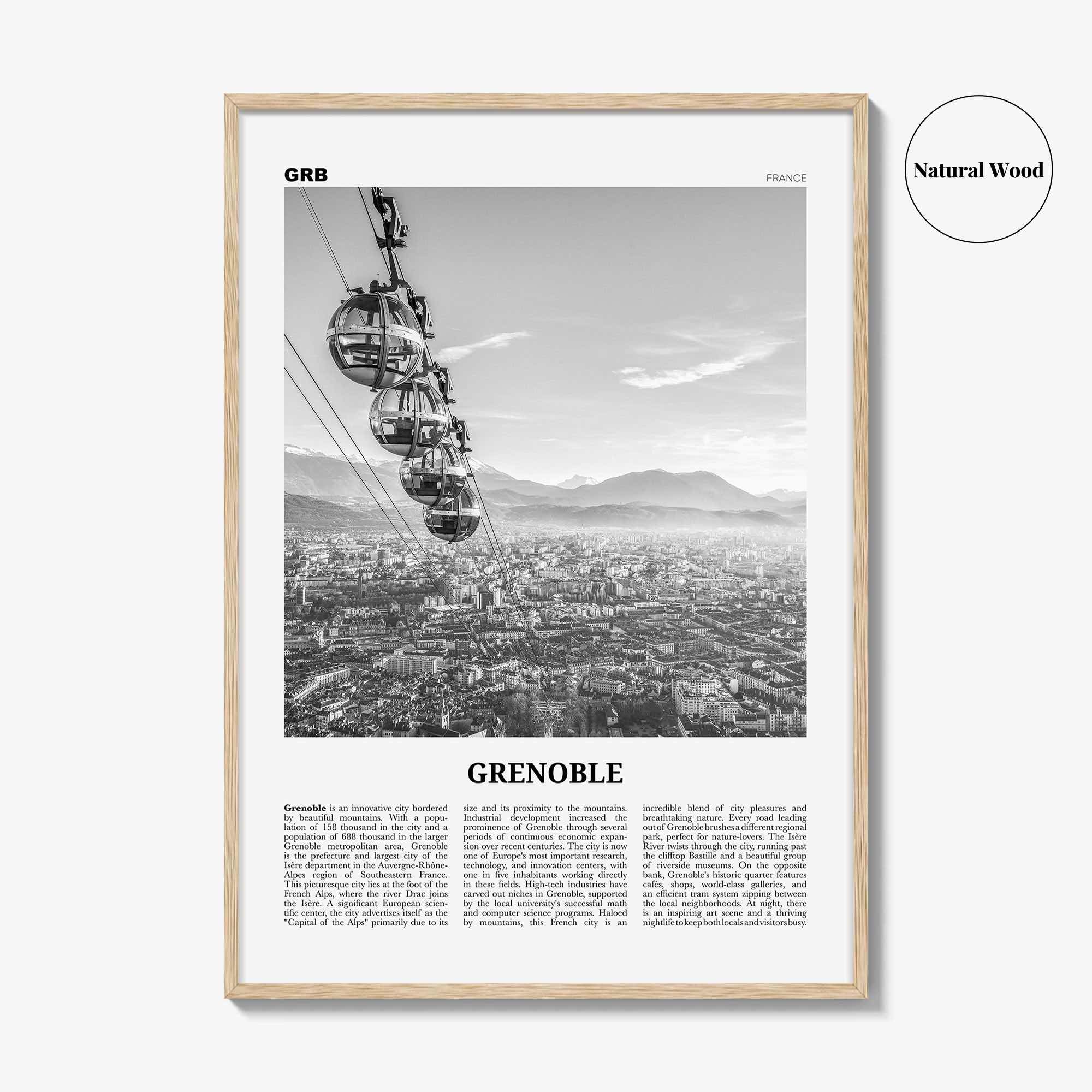 Grenoble Print Black and White, Grenoble Wall Art, Grenoble Poster, Grenoble Photo, Grenoble Decor, France, Grenoblo, Rhône-Alpes, Europe