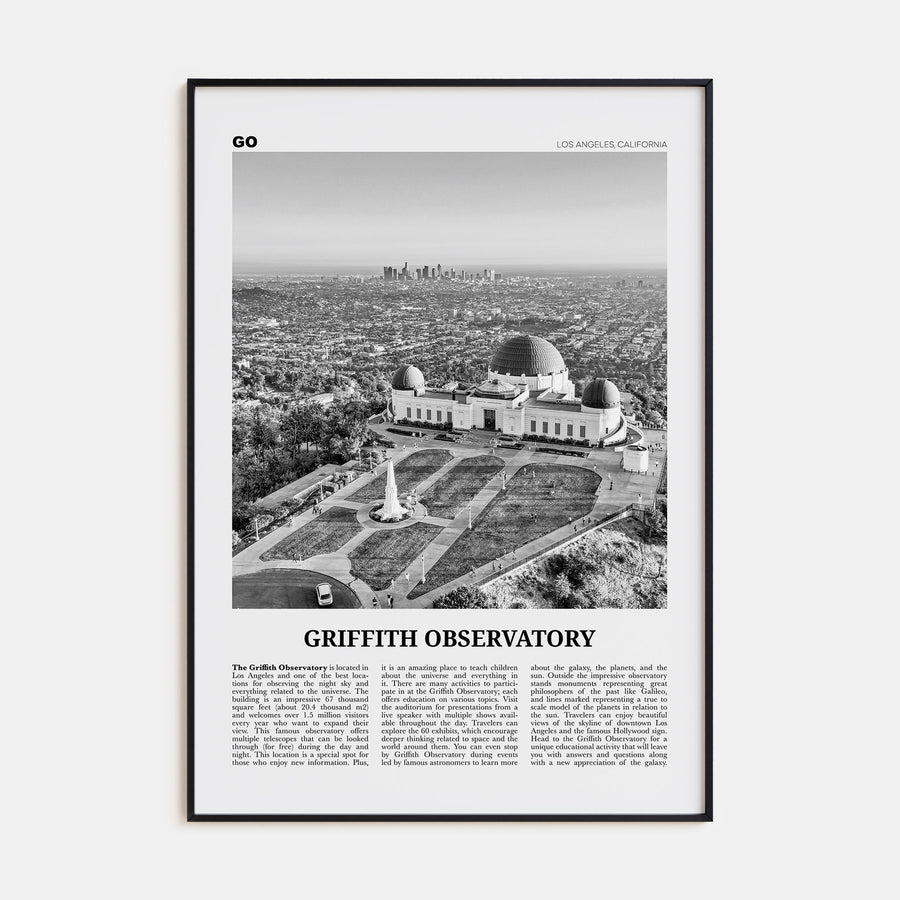 Griffith Observatory Travel B&W Poster