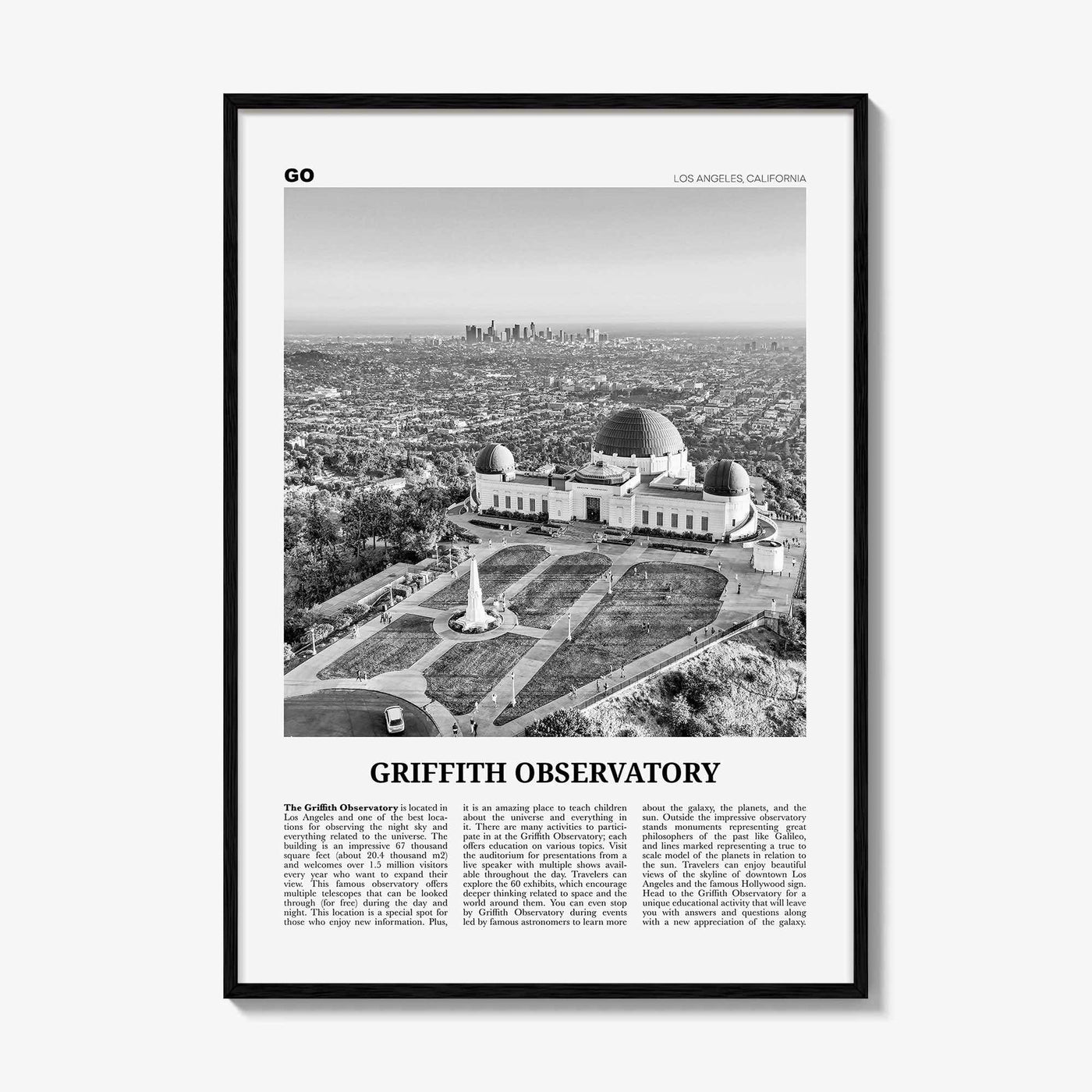 Griffith Observatory Print Black and White, Griffith Observatory Wall Art, Griffith Observatory Poster, Griffith Observatory Photo