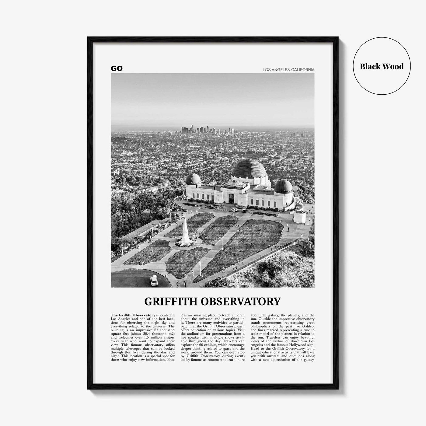 Griffith Observatory Print Black and White, Griffith Observatory Wall Art, Griffith Observatory Poster, Griffith Observatory Photo