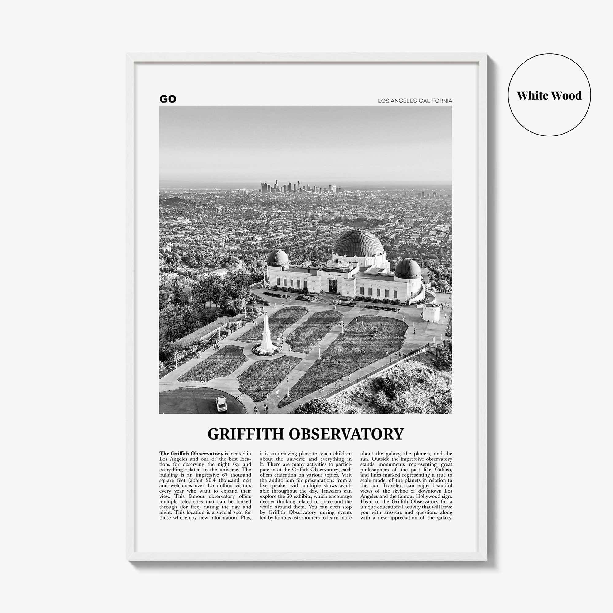 Griffith Observatory Print Black and White, Griffith Observatory Wall Art, Griffith Observatory Poster, Griffith Observatory Photo