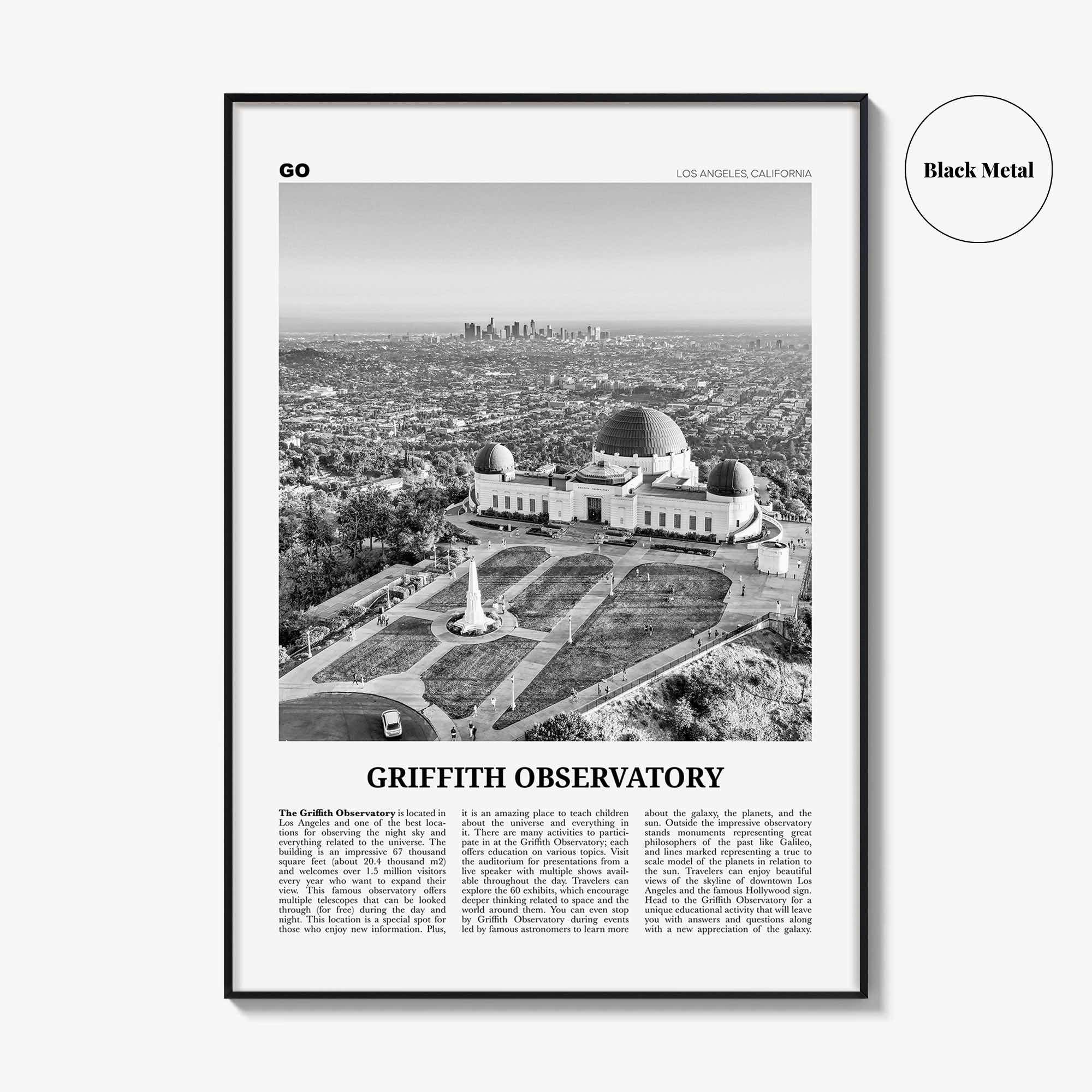 Griffith Observatory Print Black and White, Griffith Observatory Wall Art, Griffith Observatory Poster, Griffith Observatory Photo