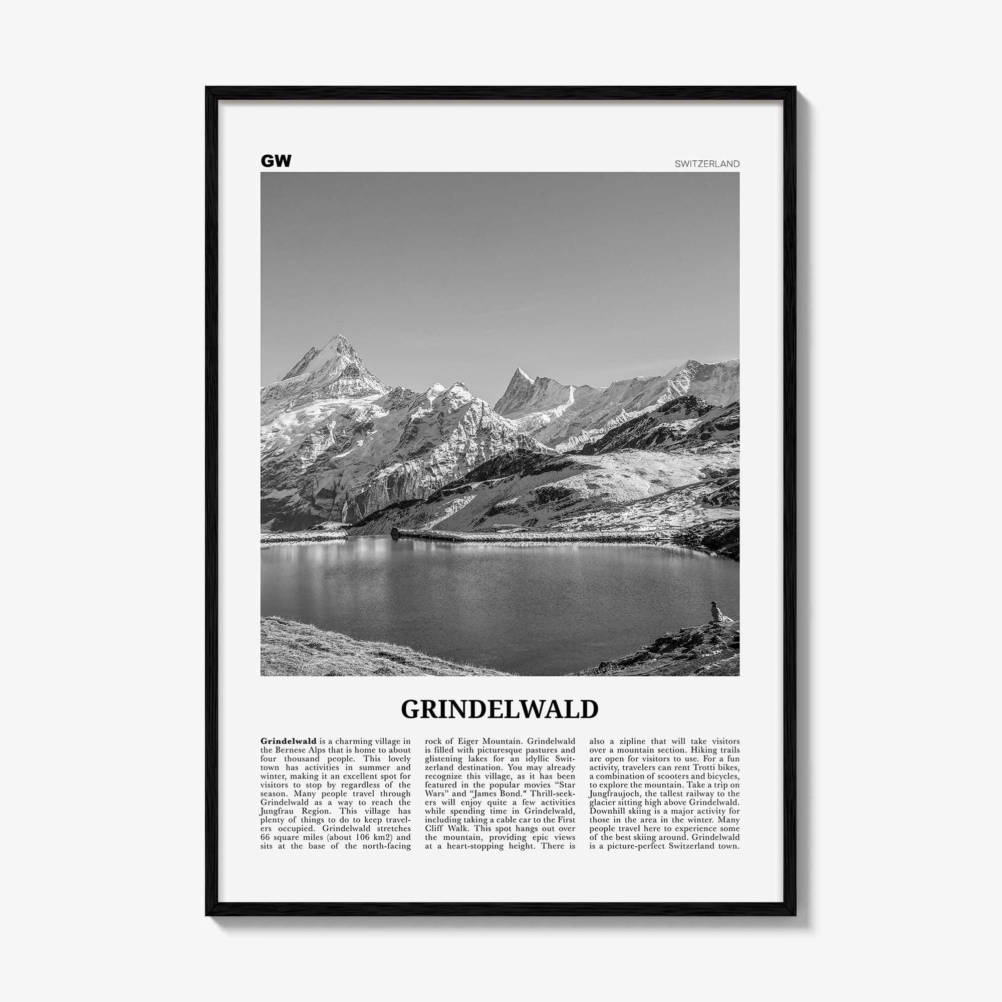 Grindelwald Print Black and White, Grindelwald Wall Art, Grindelwald Poster, Grindelwald Photo Grindelwald Décor Grindelwald Map Switzerland