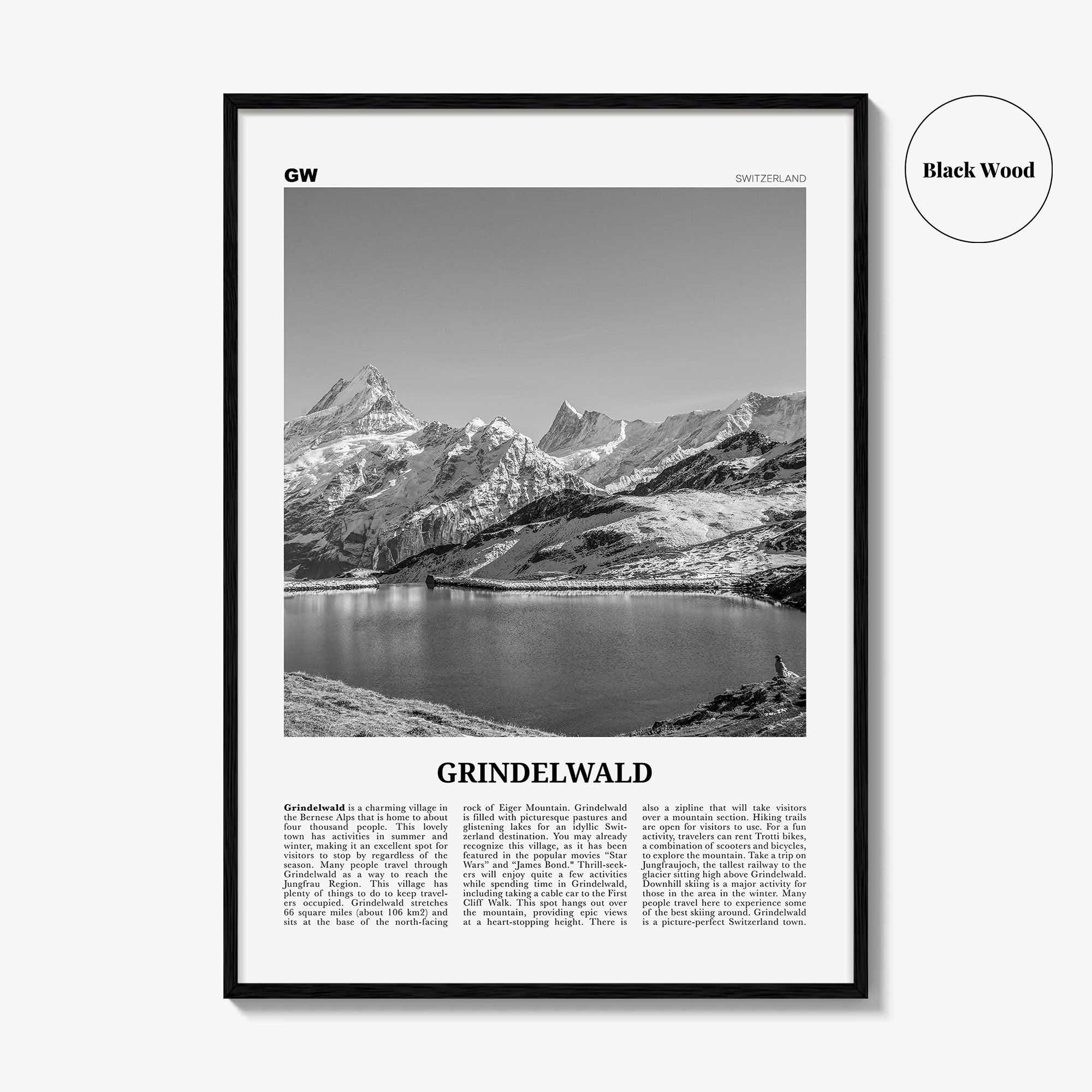 Grindelwald Print Black and White, Grindelwald Wall Art, Grindelwald Poster, Grindelwald Photo Grindelwald Décor Grindelwald Map Switzerland