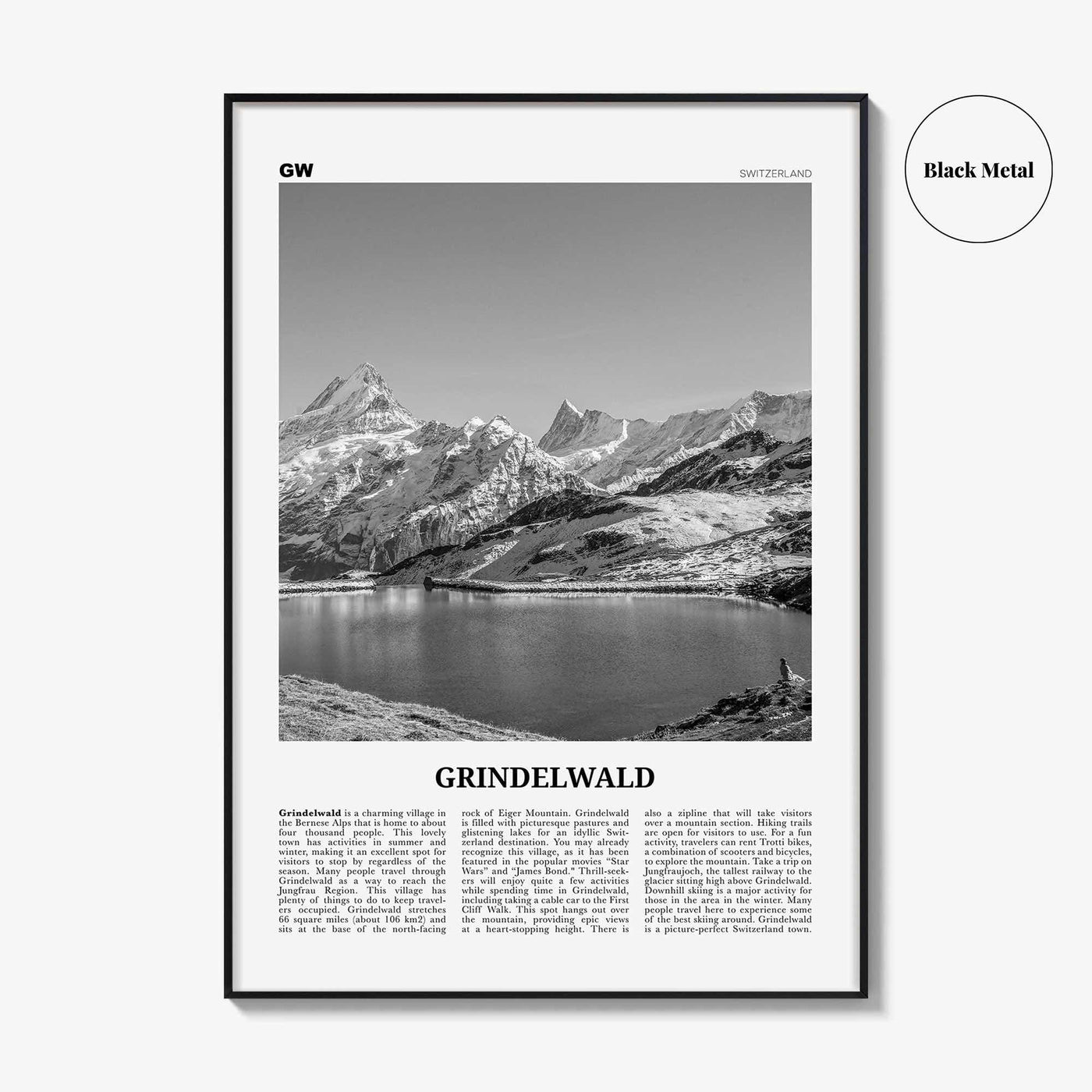 Grindelwald Print Black and White, Grindelwald Wall Art, Grindelwald Poster, Grindelwald Photo Grindelwald Décor Grindelwald Map Switzerland