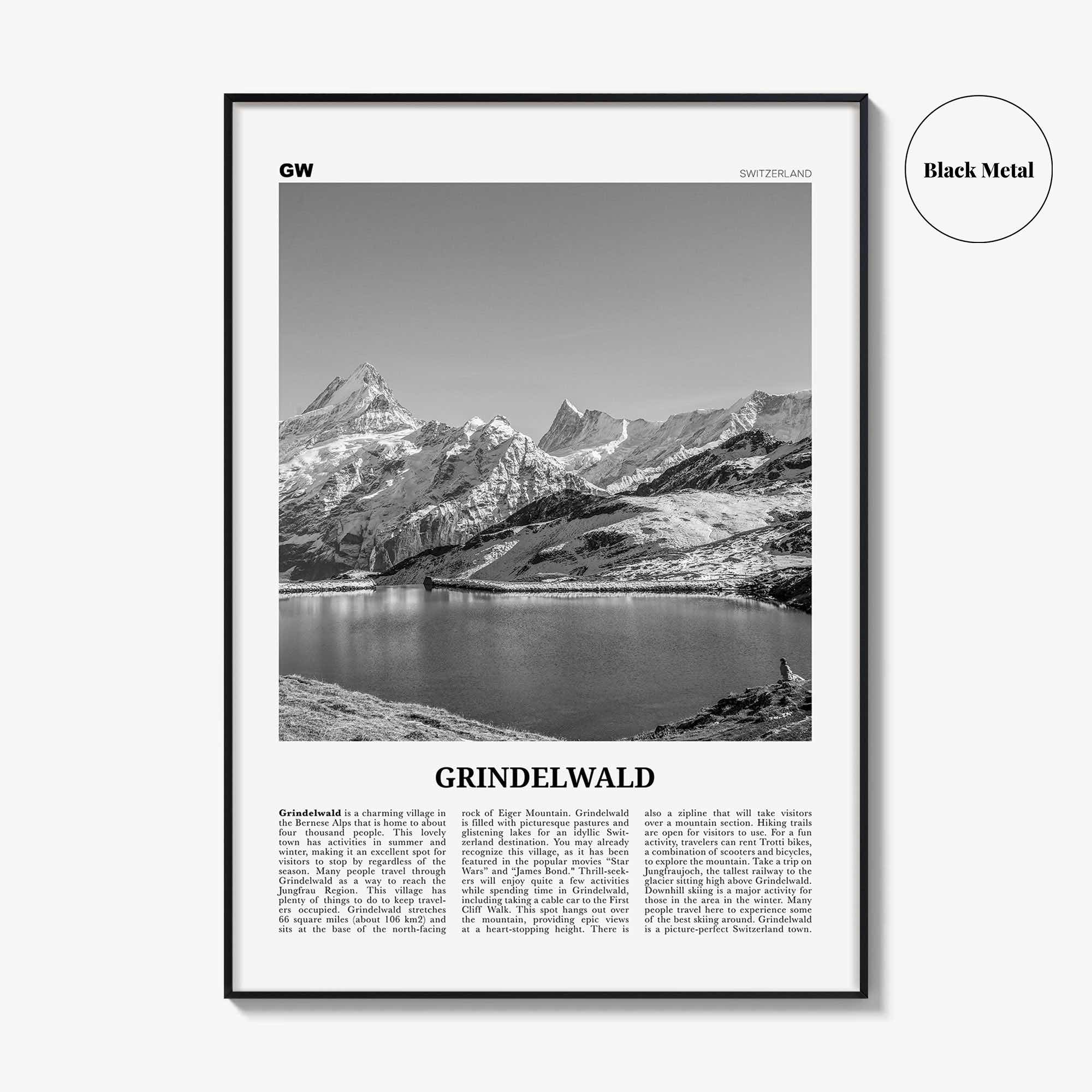 Grindelwald Print Black and White, Grindelwald Wall Art, Grindelwald Poster, Grindelwald Photo Grindelwald Décor Grindelwald Map Switzerland