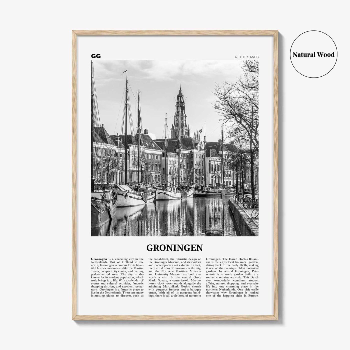 Groningen Print Black and White, Groningen Wall Art, Groningen Poster, Groningen Photo, Groningen Wall Décor, Groningen Map, Netherlands