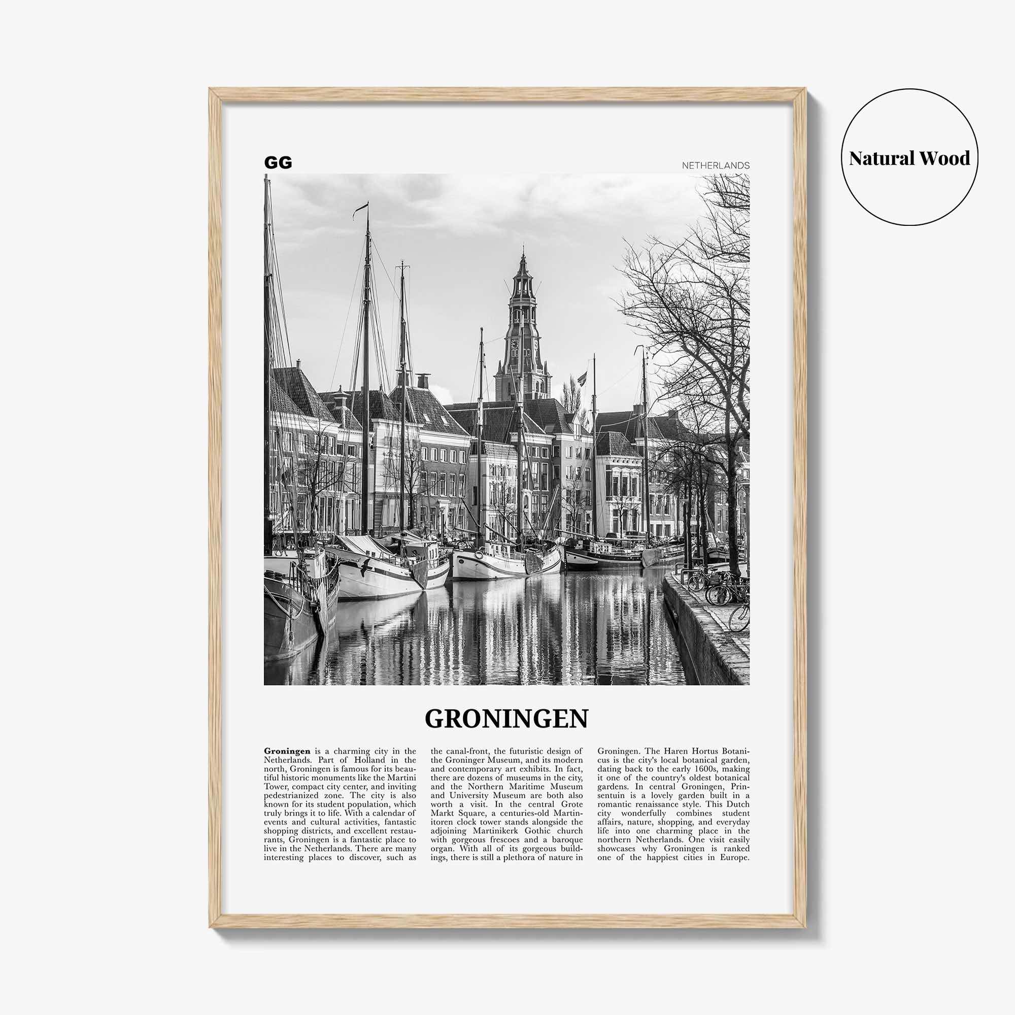 Groningen Print Black and White, Groningen Wall Art, Groningen Poster, Groningen Photo, Groningen Wall Décor, Groningen Map, Netherlands