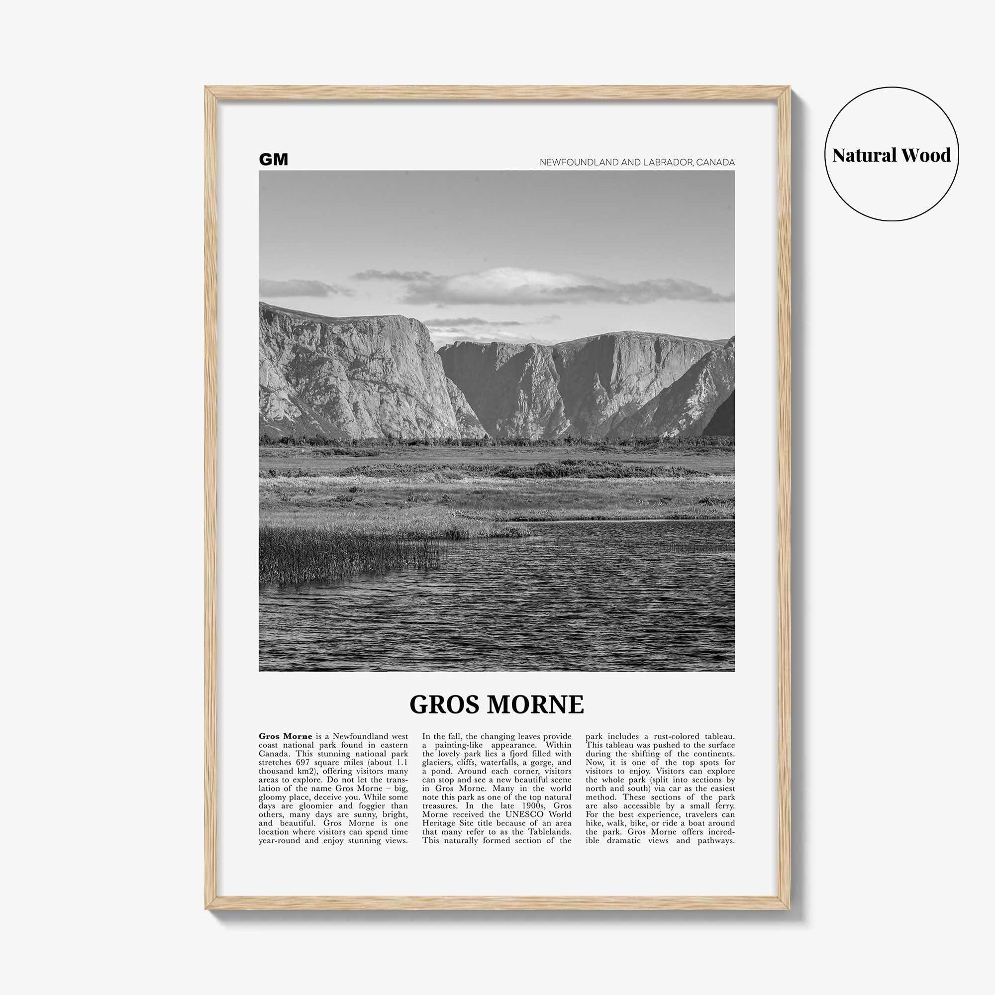 Gros Morne Print Black and White, Gros Morne Wall Art, Gros Morne Poster, Gros Morne Photo, Gros Morne Wall Décor, Gros Morne Map, Canada