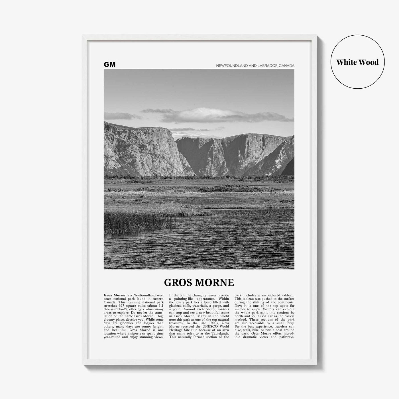 Gros Morne Print Black and White, Gros Morne Wall Art, Gros Morne Poster, Gros Morne Photo, Gros Morne Wall Décor, Gros Morne Map, Canada