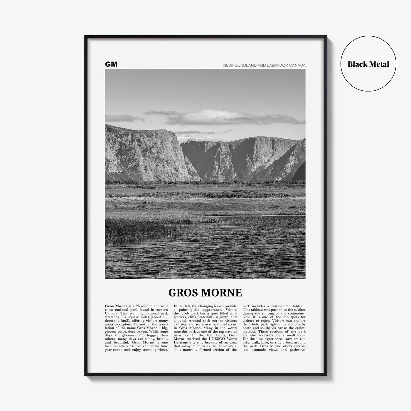 Gros Morne Print Black and White, Gros Morne Wall Art, Gros Morne Poster, Gros Morne Photo, Gros Morne Wall Décor, Gros Morne Map, Canada