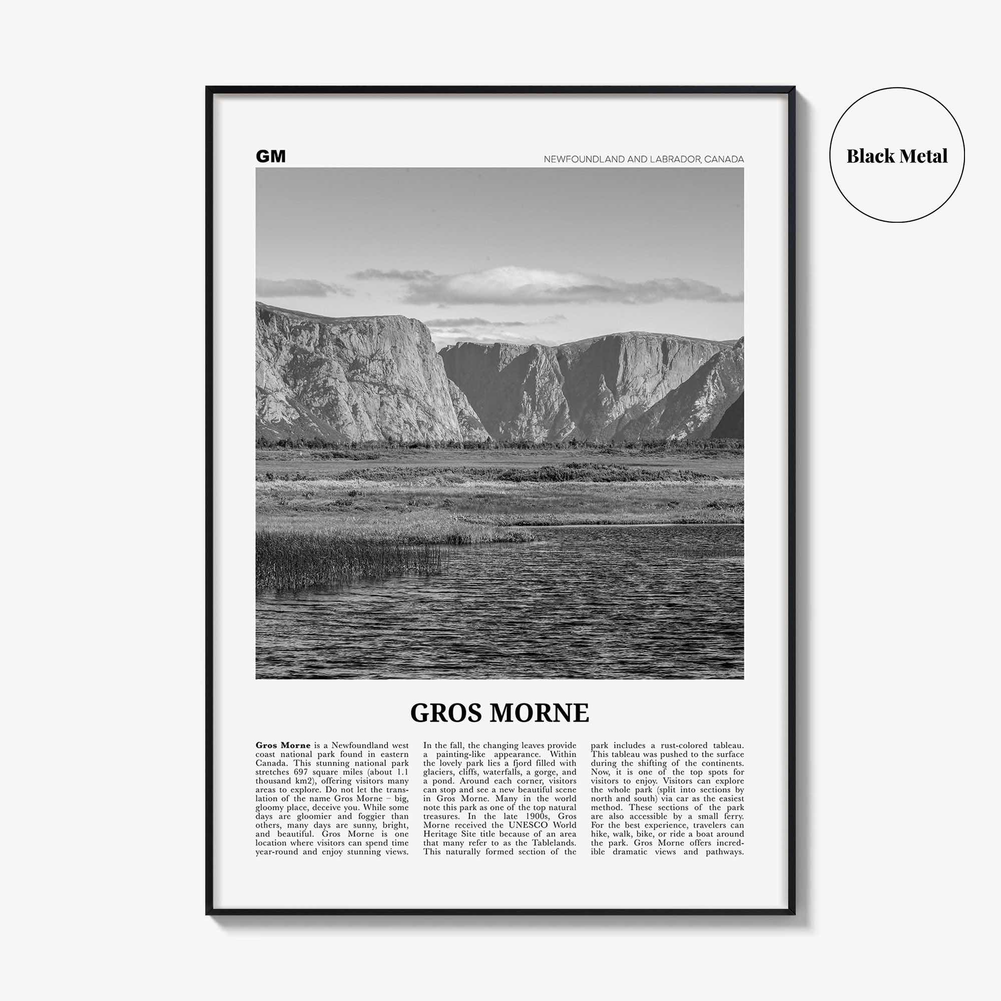 Gros Morne Print Black and White, Gros Morne Wall Art, Gros Morne Poster, Gros Morne Photo, Gros Morne Wall Décor, Gros Morne Map, Canada