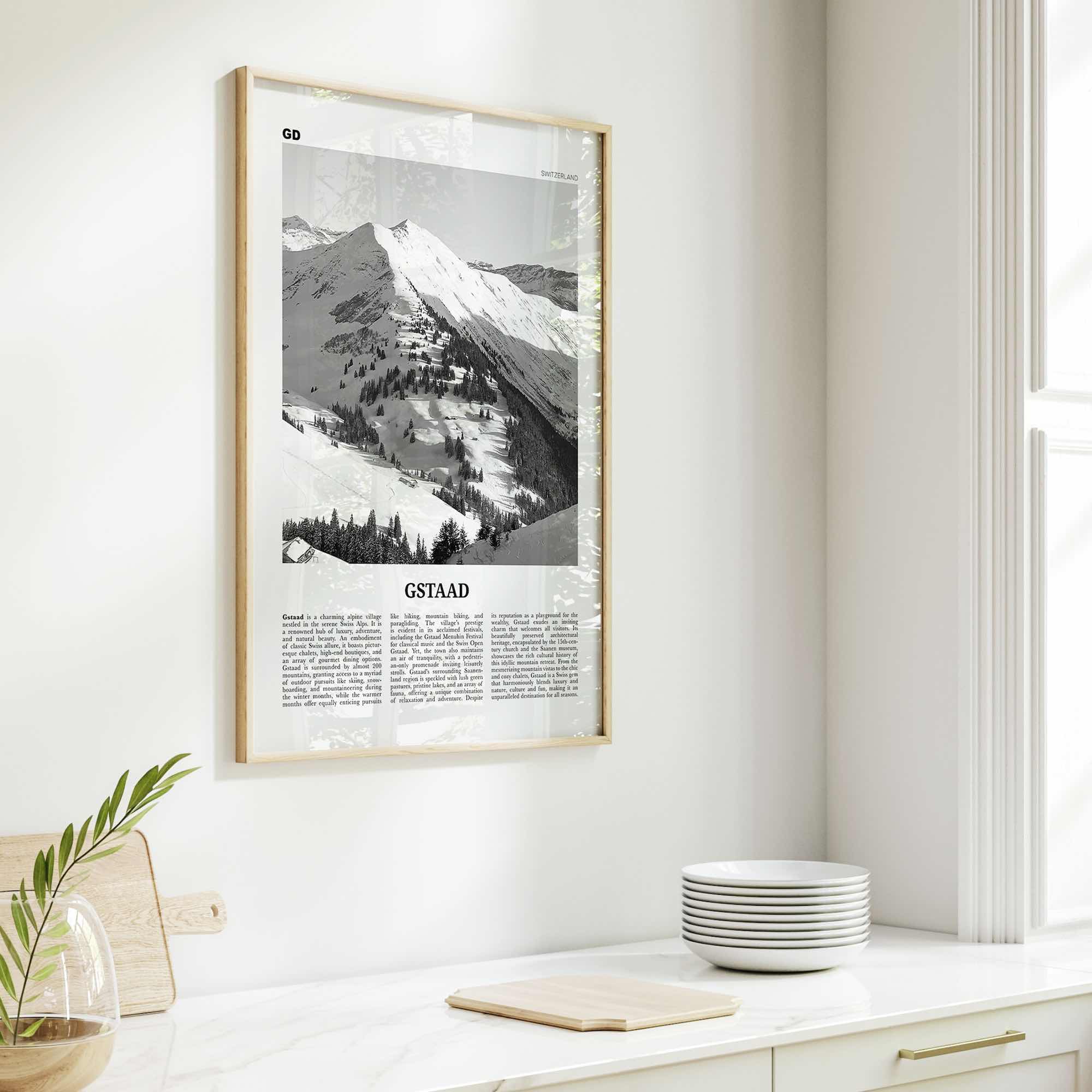 Gstaad Print Black and White, Gstaad Wall Art, Gstaad Poster, Gstaad Photo, Gstaad Wall Décor, Gstaad Map, Switzerland