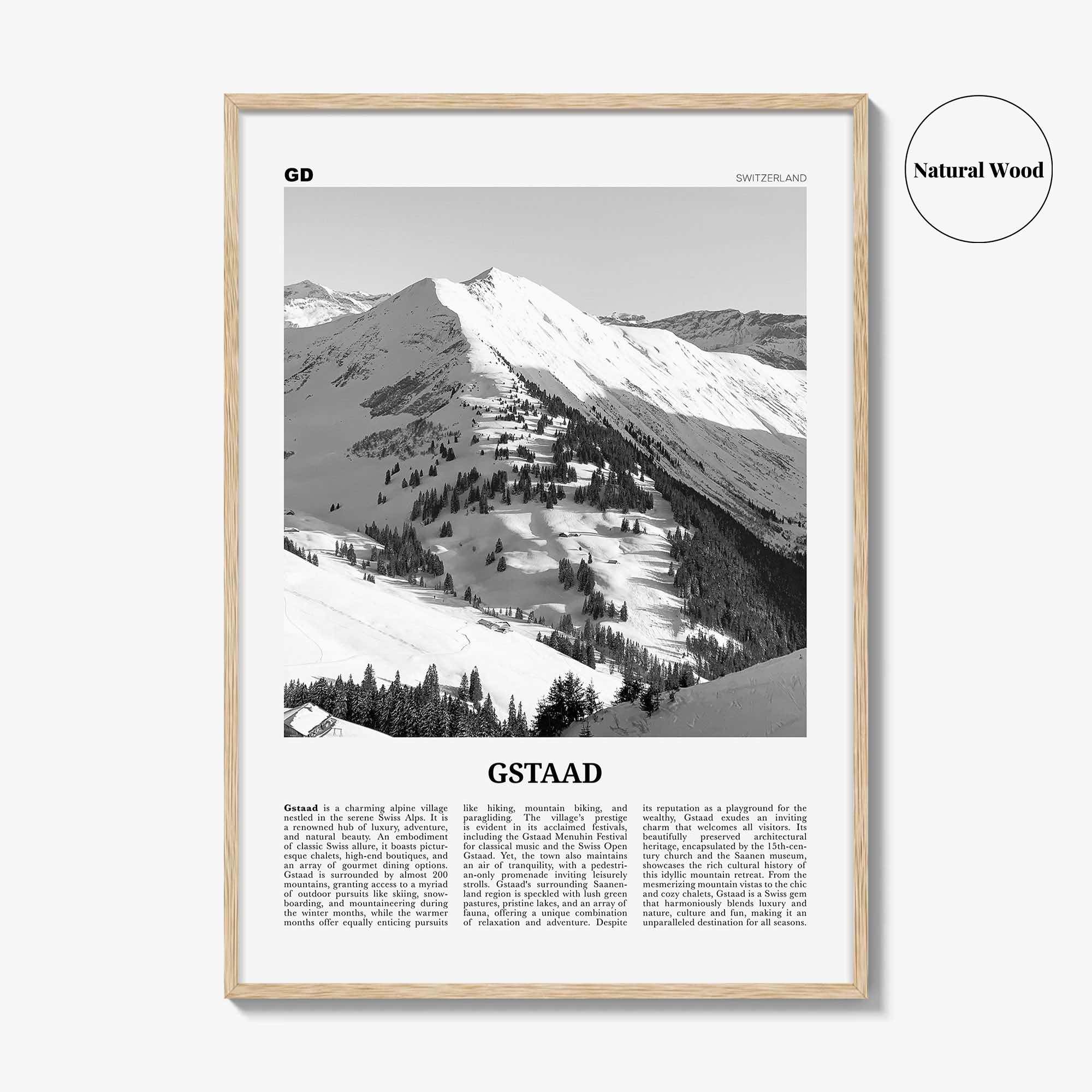 Gstaad Print Black and White, Gstaad Wall Art, Gstaad Poster, Gstaad Photo, Gstaad Wall Décor, Gstaad Map, Switzerland