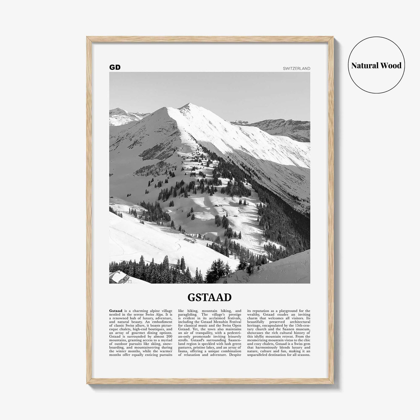 Gstaad Print Black and White, Gstaad Wall Art, Gstaad Poster, Gstaad Photo, Gstaad Wall Décor, Gstaad Map, Switzerland