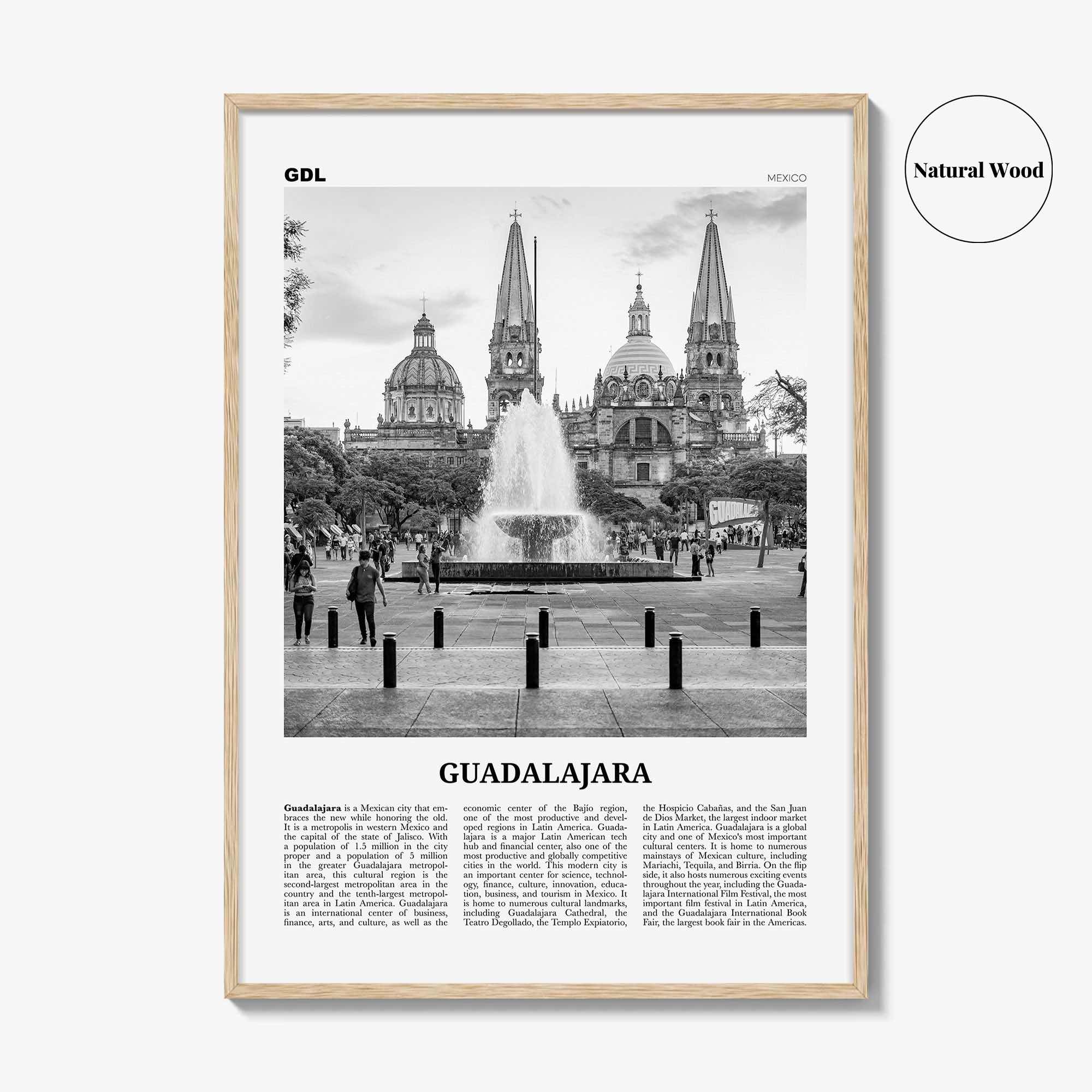 Guadalajara Print Black and White No 1, Guadalajara Wall Art, Guadalajara Poster, Guadalajara Photo, Mexico, México, Jalisco, America