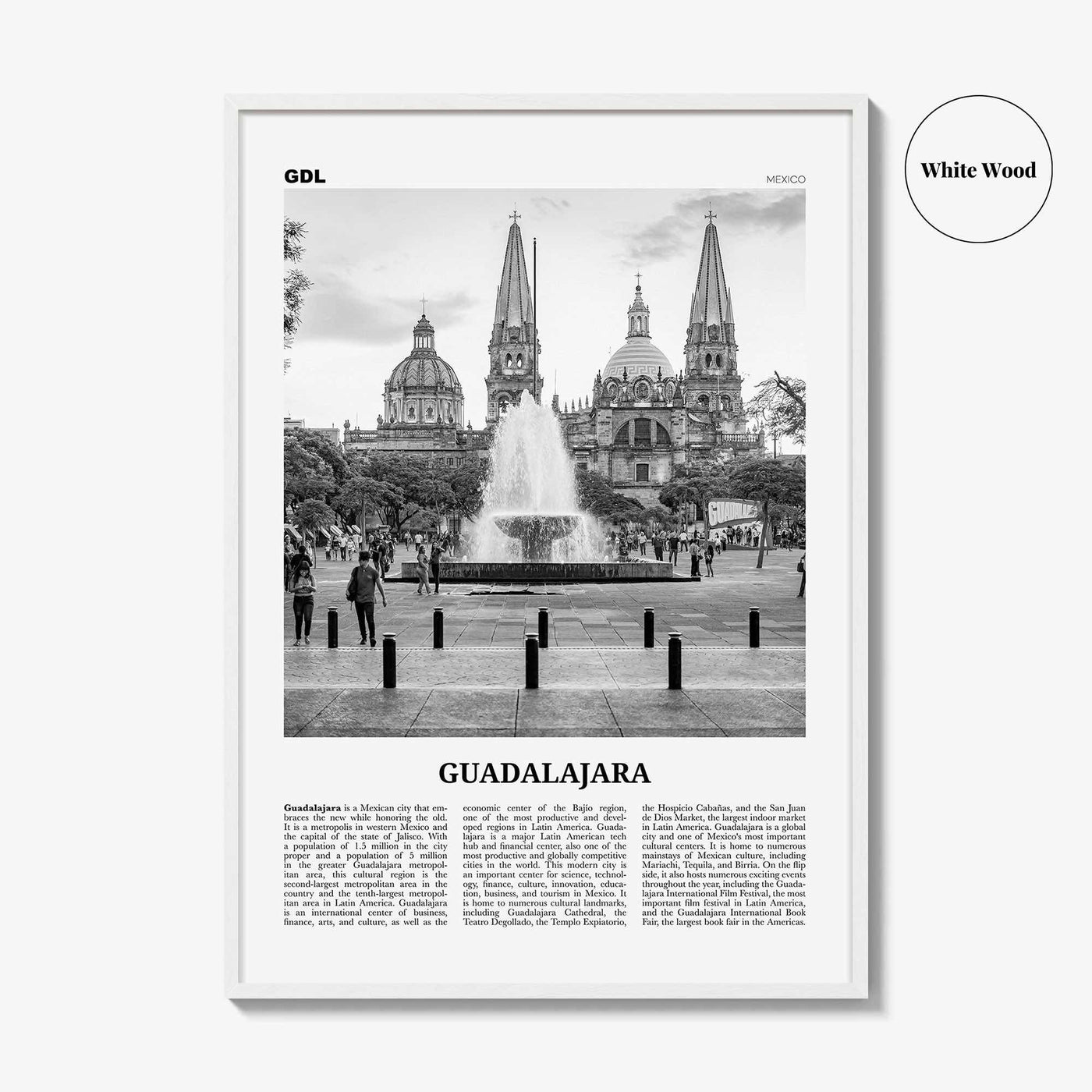Guadalajara Print Black and White No 1, Guadalajara Wall Art, Guadalajara Poster, Guadalajara Photo, Mexico, México, Jalisco, America