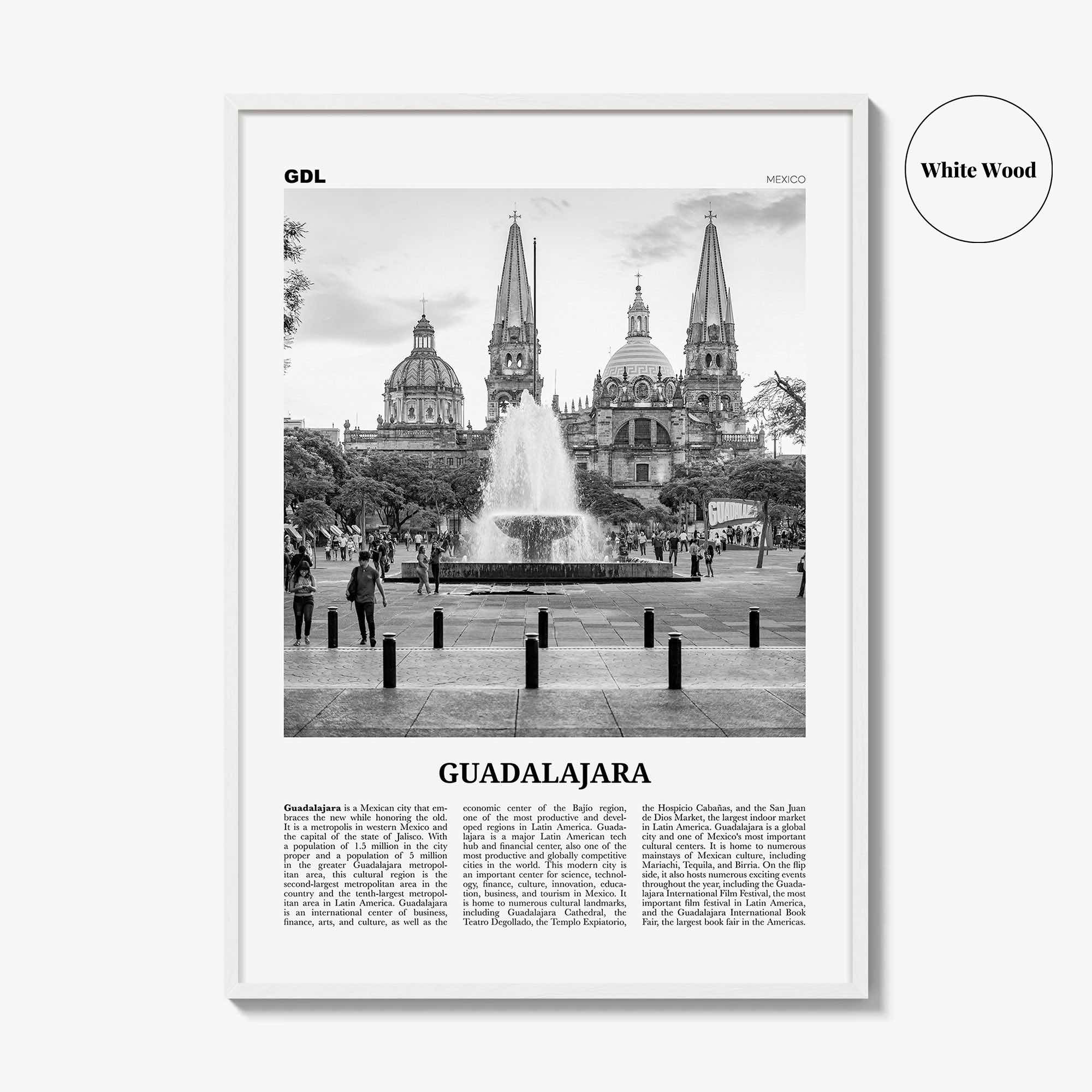 Guadalajara Print Black and White No 1, Guadalajara Wall Art, Guadalajara Poster, Guadalajara Photo, Mexico, México, Jalisco, America