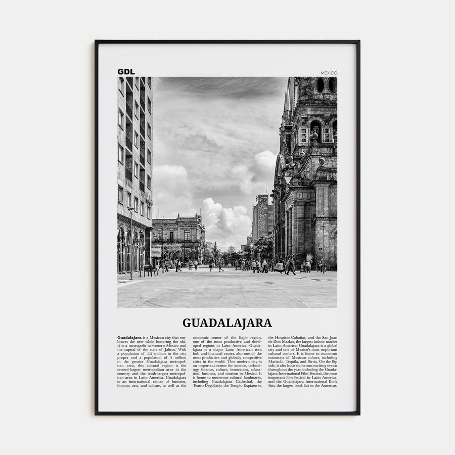 Guadalajara Travel B&W No 2 Poster