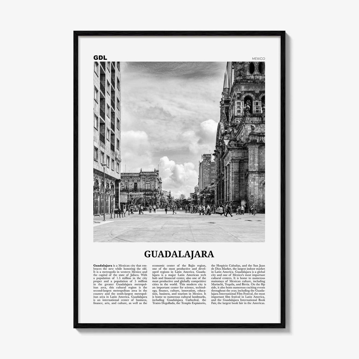 Guadalajara Print Black and White No 2, Guadalajara Wall Art, Guadalajara Poster, Guadalajara Photo, Mexico, México, Jalisco, North America
