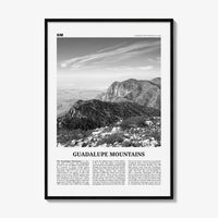 Guadalupe Mountains Print Black and White, Guadalupe Mountains Wall Art, Guadalupe Mountains National Park Poster, Texas, USA