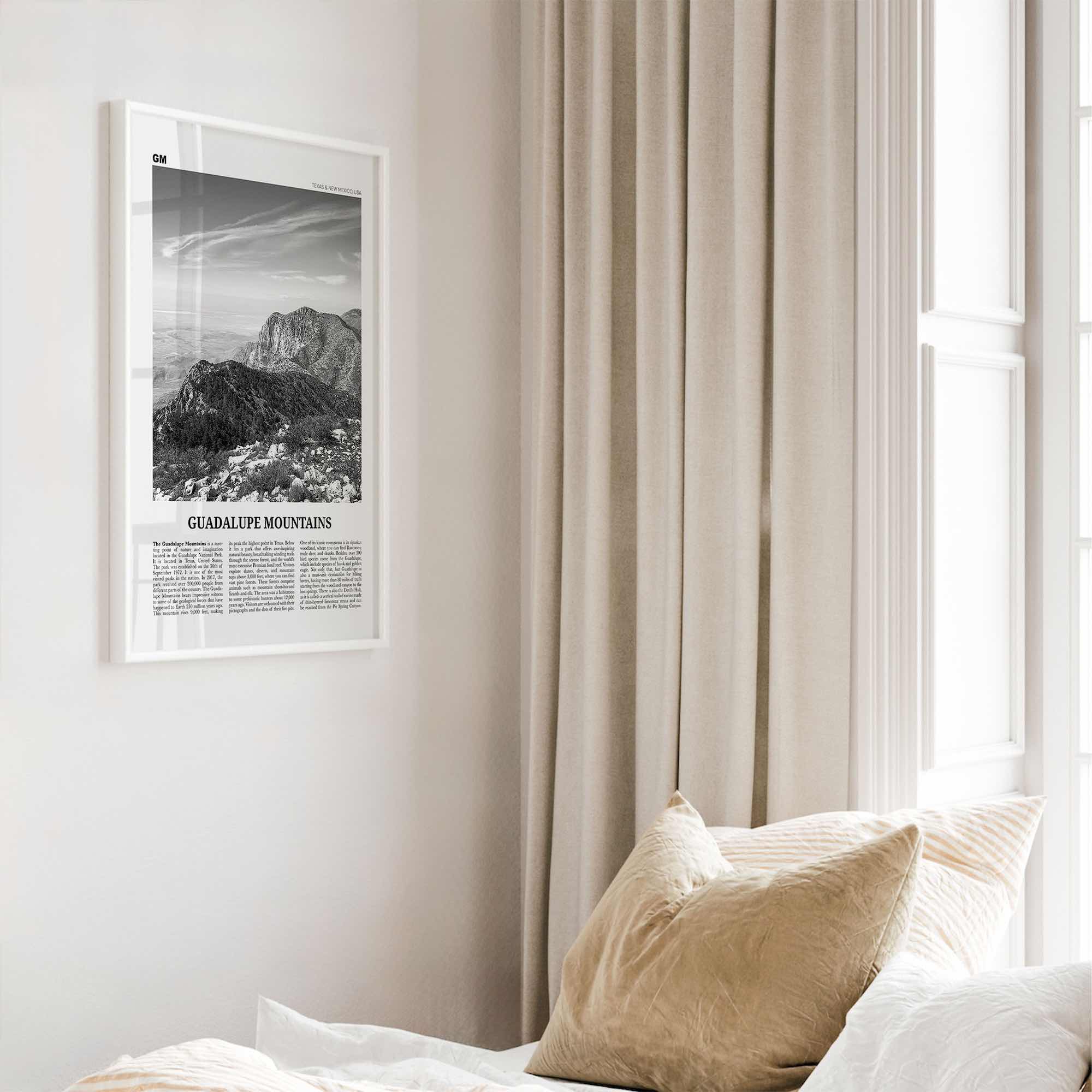 Guadalupe Mountains Print Black and White, Guadalupe Mountains Wall Art, Guadalupe Mountains National Park Poster, Texas, USA