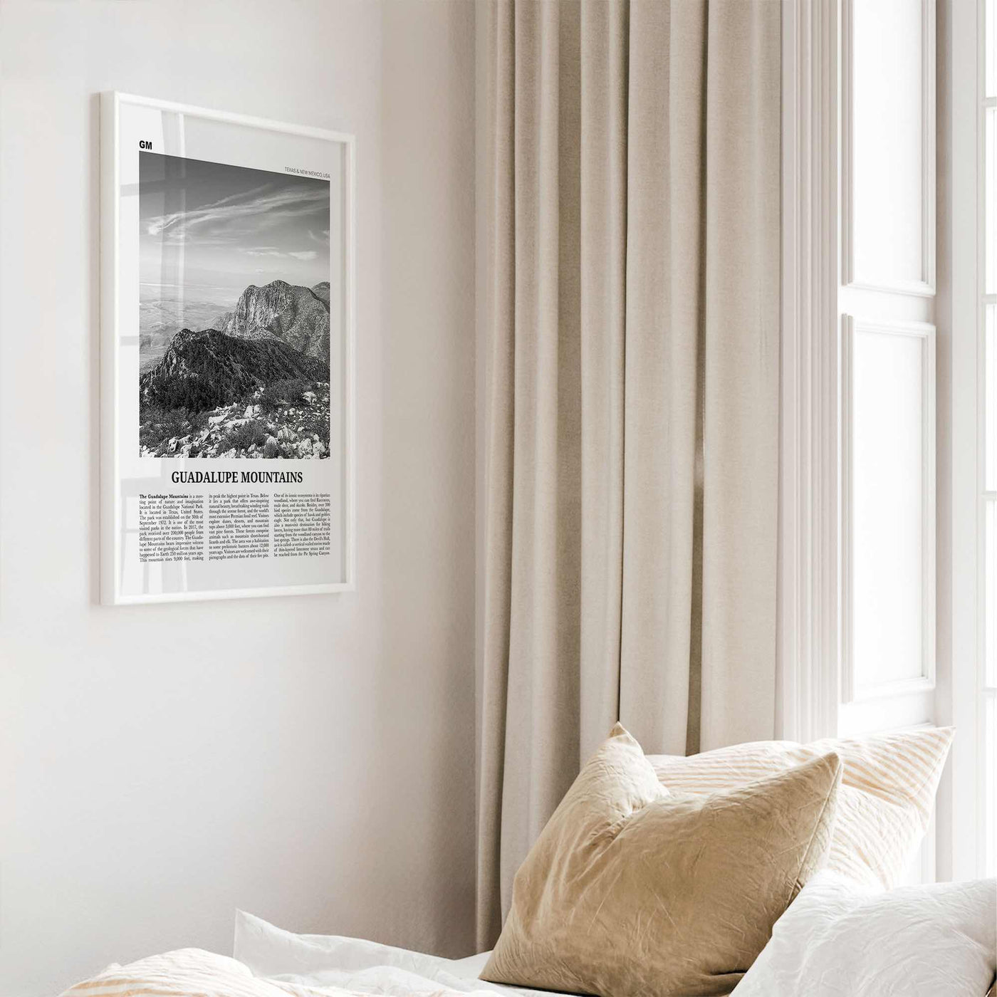 Guadalupe Mountains Print Black and White, Guadalupe Mountains Wall Art, Guadalupe Mountains National Park Poster, Texas, USA