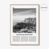 Guadalupe Mountains Print Black and White, Guadalupe Mountains Wall Art, Guadalupe Mountains National Park Poster, Texas, USA