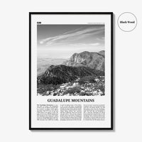 Guadalupe Mountains Print Black and White, Guadalupe Mountains Wall Art, Guadalupe Mountains National Park Poster, Texas, USA