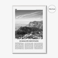 Guadalupe Mountains Print Black and White, Guadalupe Mountains Wall Art, Guadalupe Mountains National Park Poster, Texas, USA