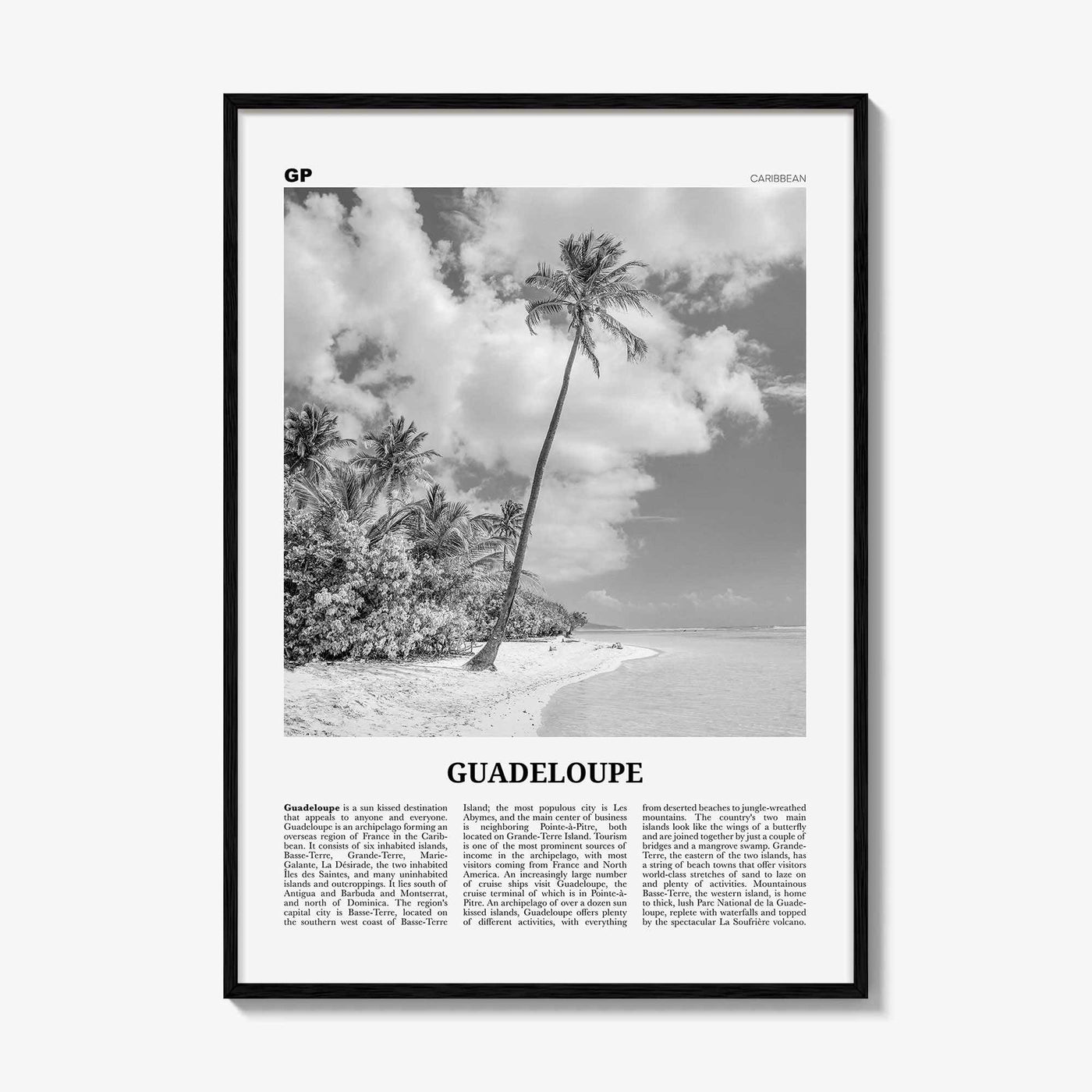 Guadeloupe Print Black and White, Guadeloupe Wall Art, Guadeloupe Poster, Guadeloupe Photo, Guadeloupe Wall Decor, Gwadloup, Caribbean