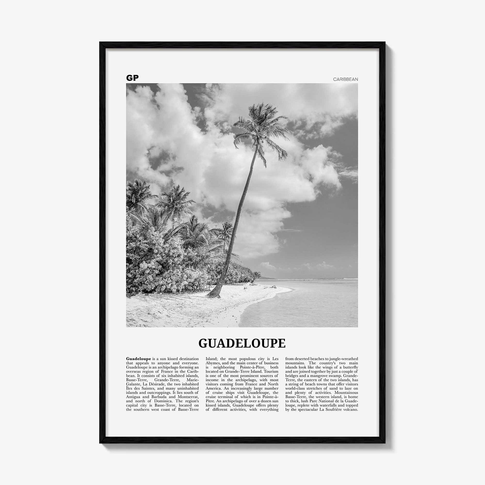 Guadeloupe Print Black and White, Guadeloupe Wall Art, Guadeloupe Poster, Guadeloupe Photo, Guadeloupe Wall Decor, Gwadloup, Caribbean