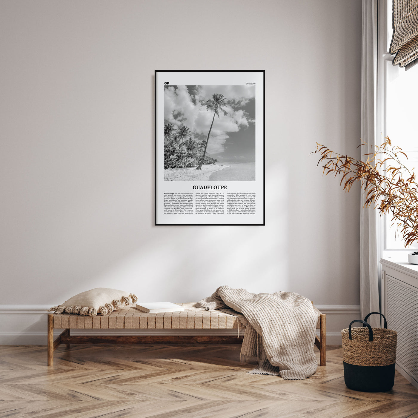 Guadeloupe Travel B&W Poster