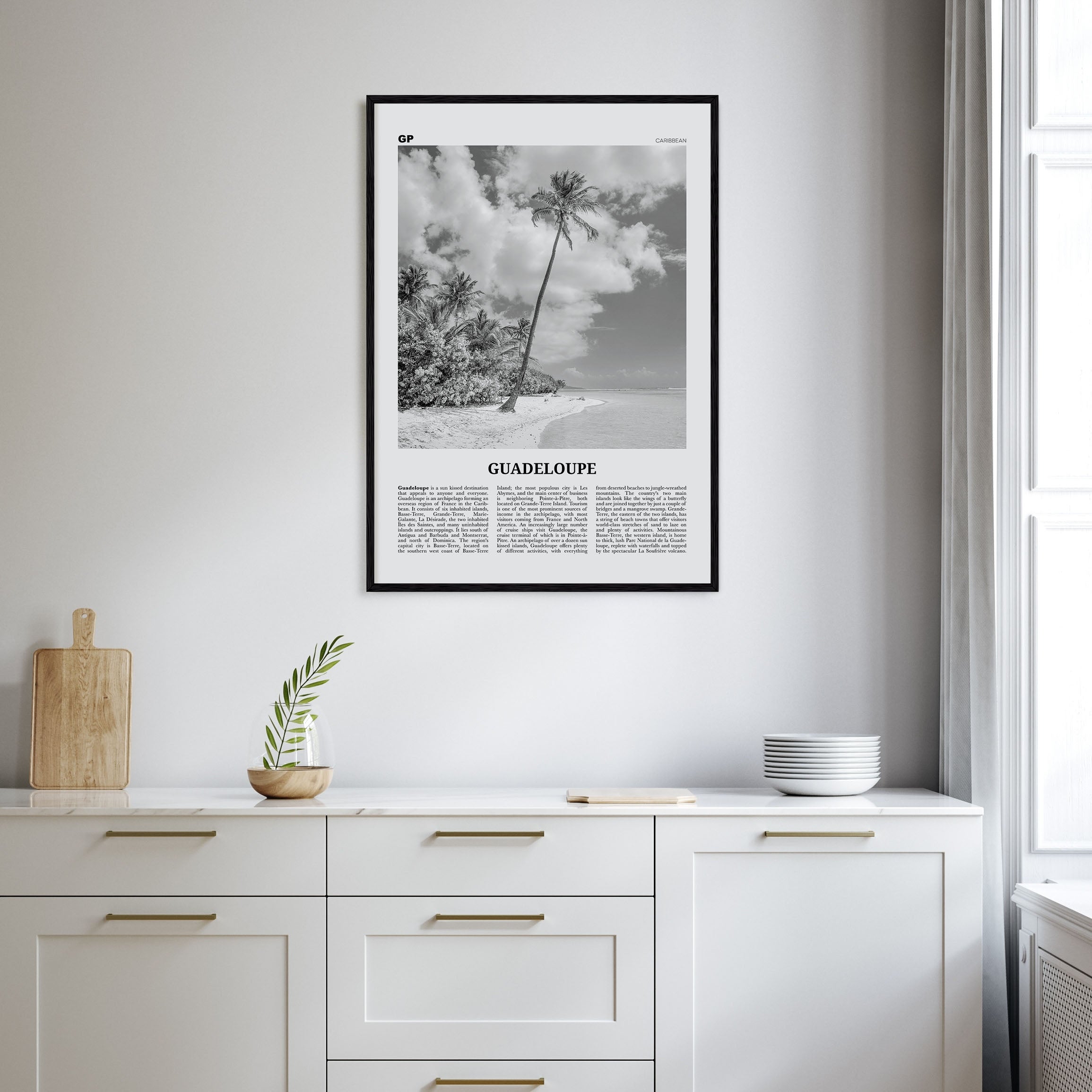 Guadeloupe Travel B&W Poster