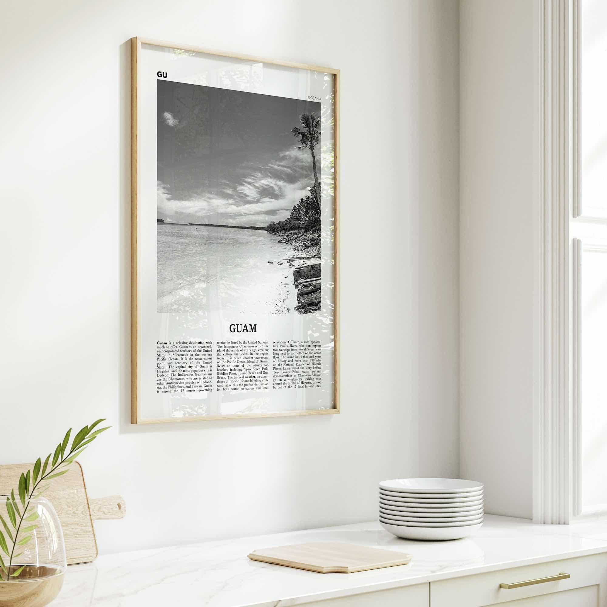 Guam Print Black and White, Guam Wall Art, Guam Poster, Guam Photo, Guam Wall Decor, Country Art Print, Guåhån, Dededo, Hagåtña, Oceania