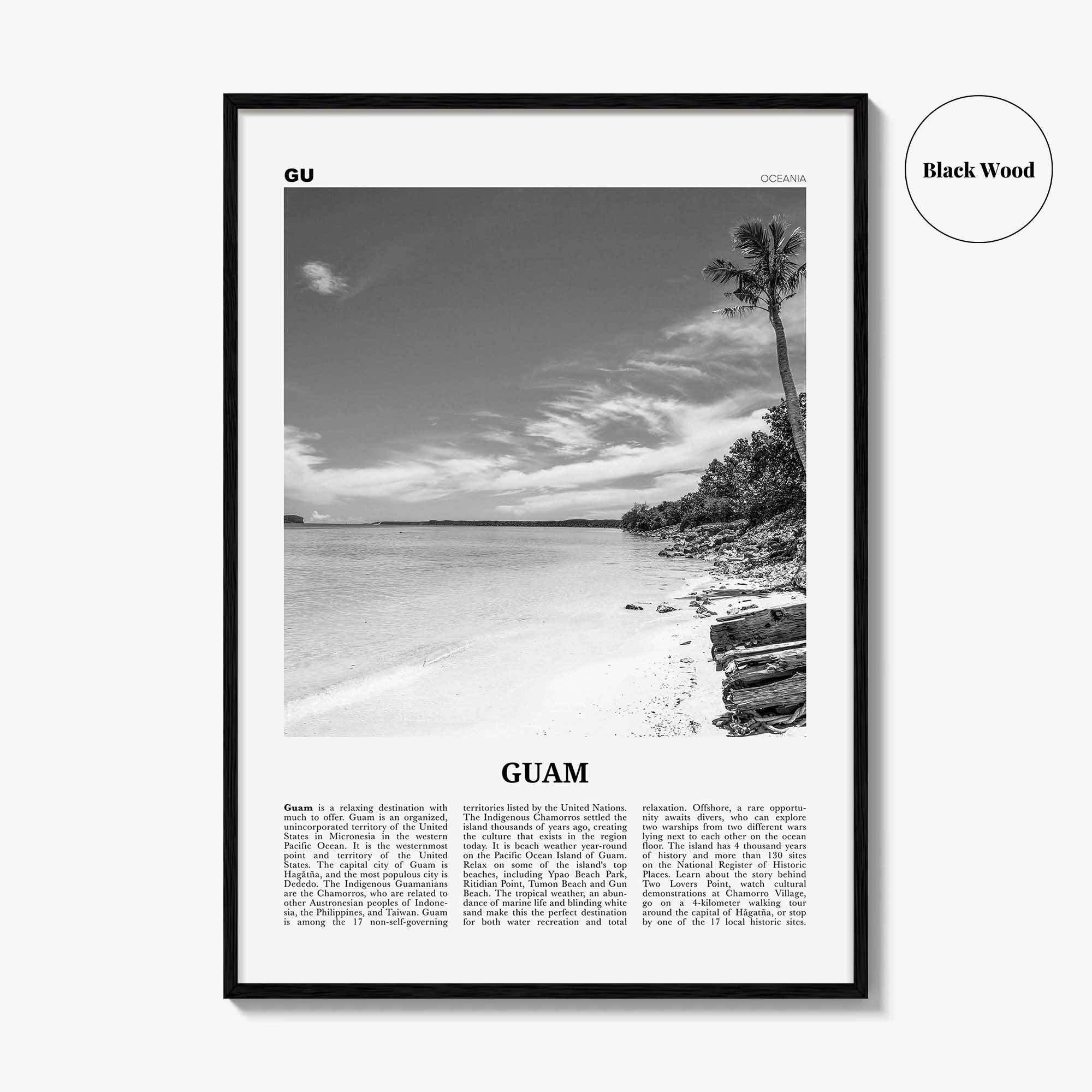Guam Print Black and White, Guam Wall Art, Guam Poster, Guam Photo, Guam Wall Decor, Country Art Print, Guåhån, Dededo, Hagåtña, Oceania