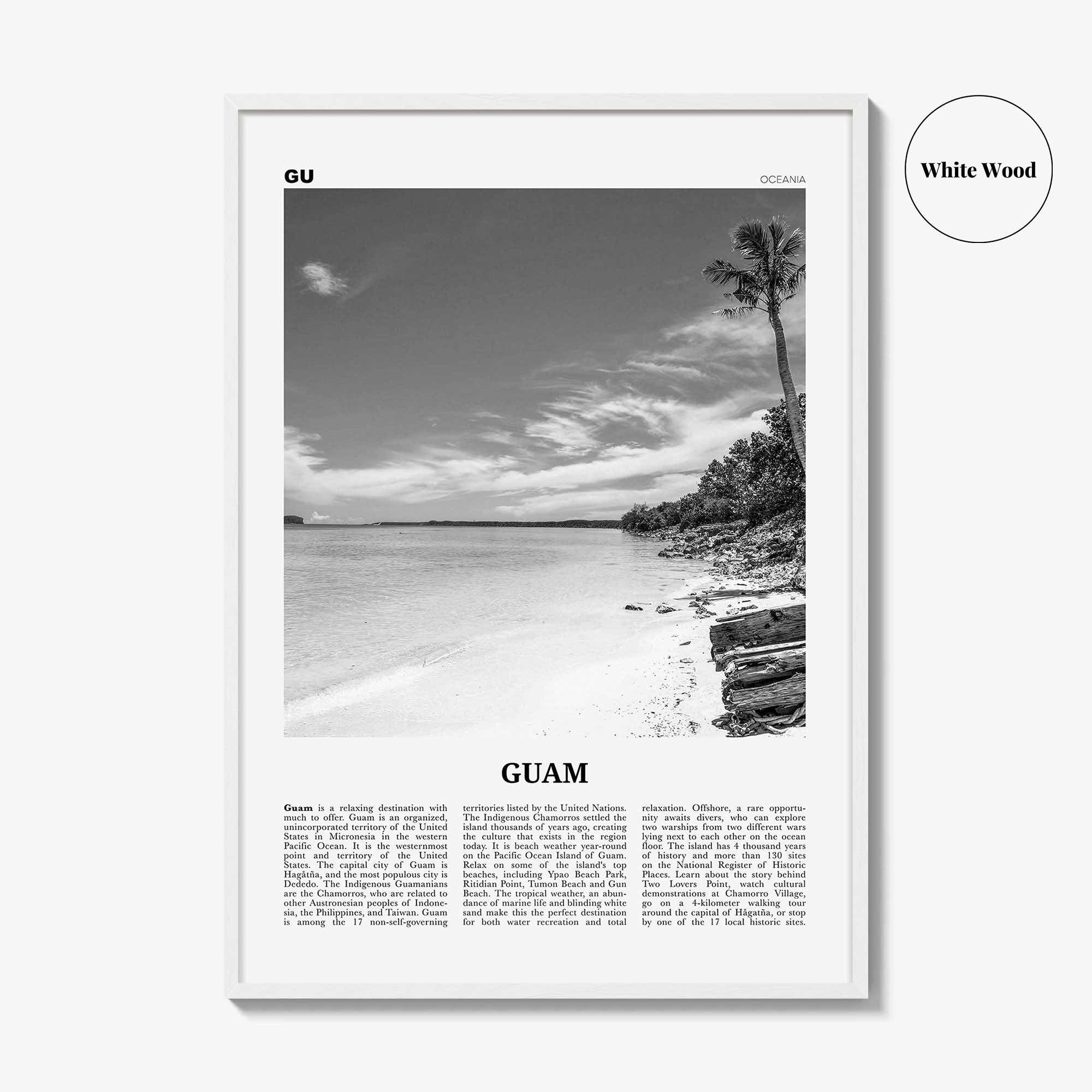 Guam Print Black and White, Guam Wall Art, Guam Poster, Guam Photo, Guam Wall Decor, Country Art Print, Guåhån, Dededo, Hagåtña, Oceania