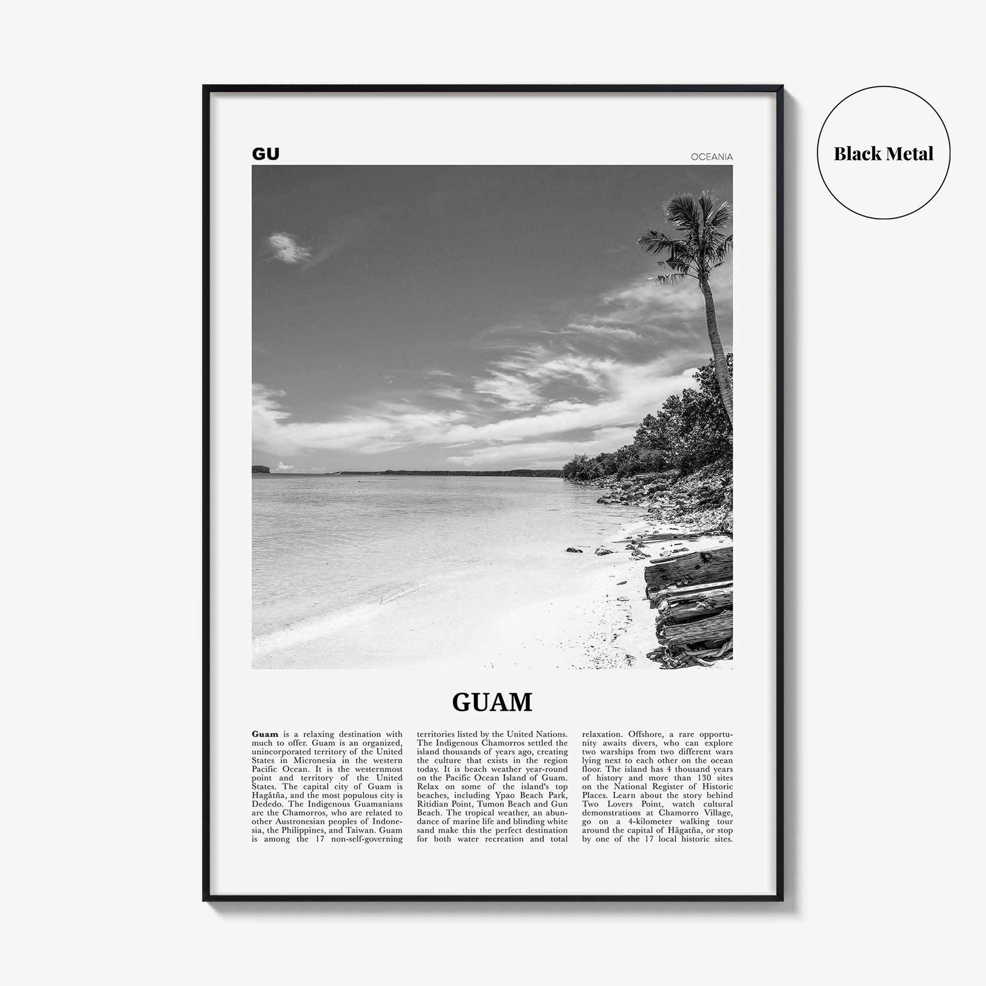 Guam Print Black and White, Guam Wall Art, Guam Poster, Guam Photo, Guam Wall Decor, Country Art Print, Guåhån, Dededo, Hagåtña, Oceania