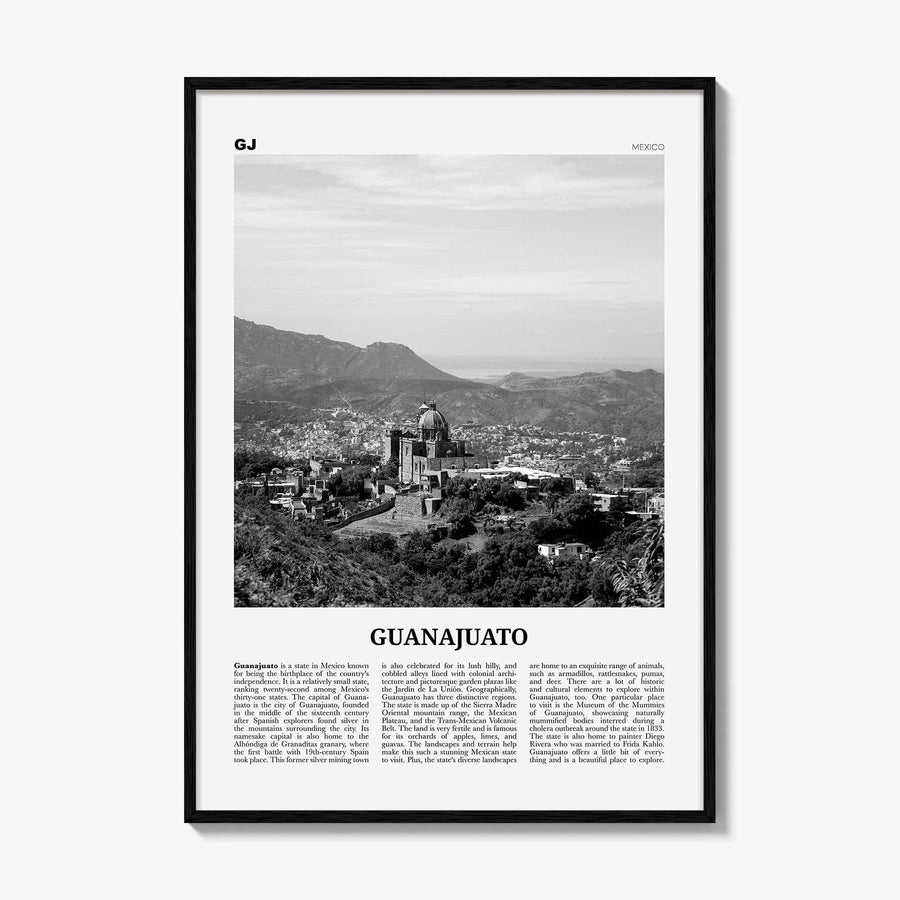 Guanajuato State Print Black and White, Guanajuato Wall Art, Guanajuato Poster, Guanajuato Photo, Guanajuato Wall Décor, Guanajuato Map