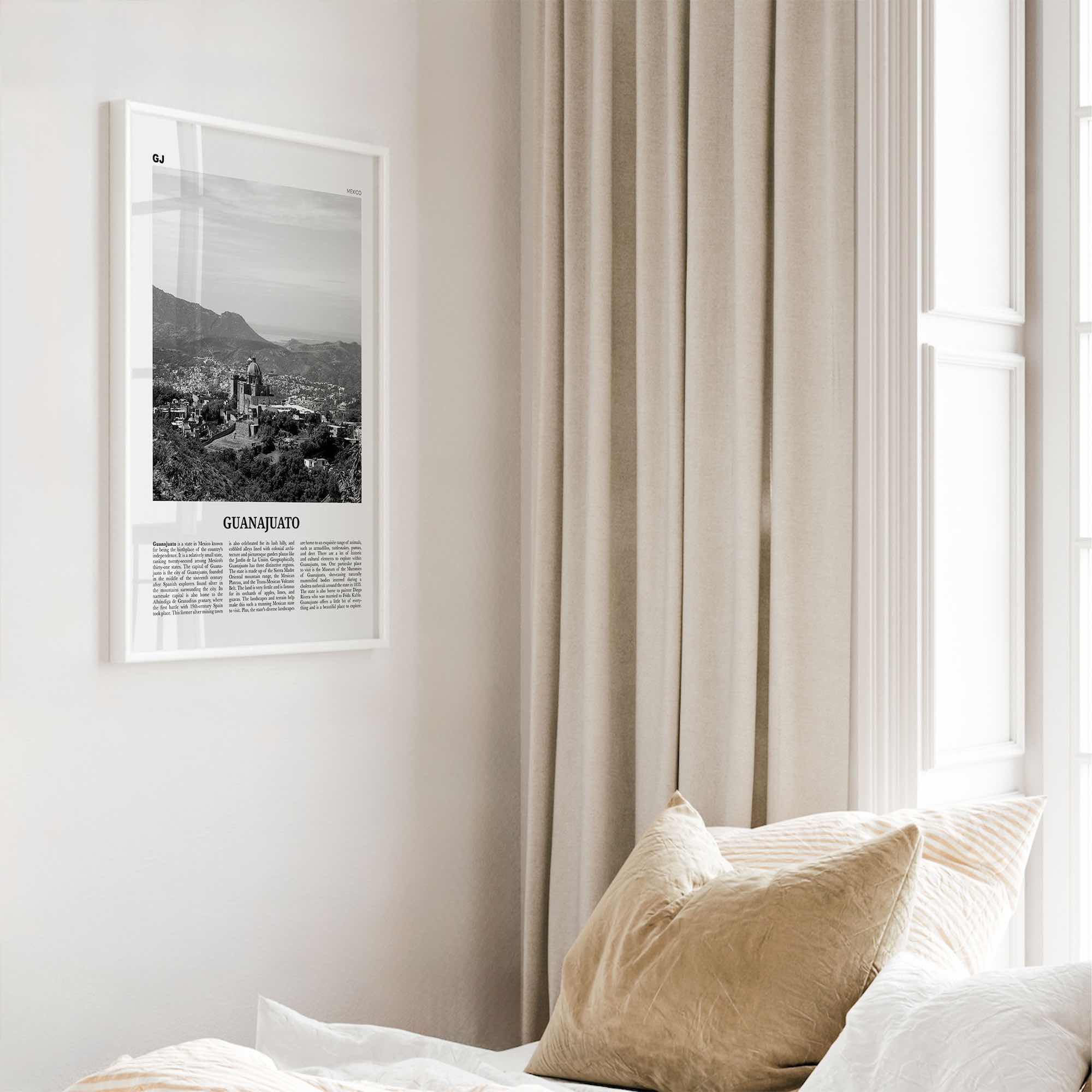 Guanajuato State Print Black and White, Guanajuato Wall Art, Guanajuato Poster, Guanajuato Photo, Guanajuato Wall Décor, Guanajuato Map